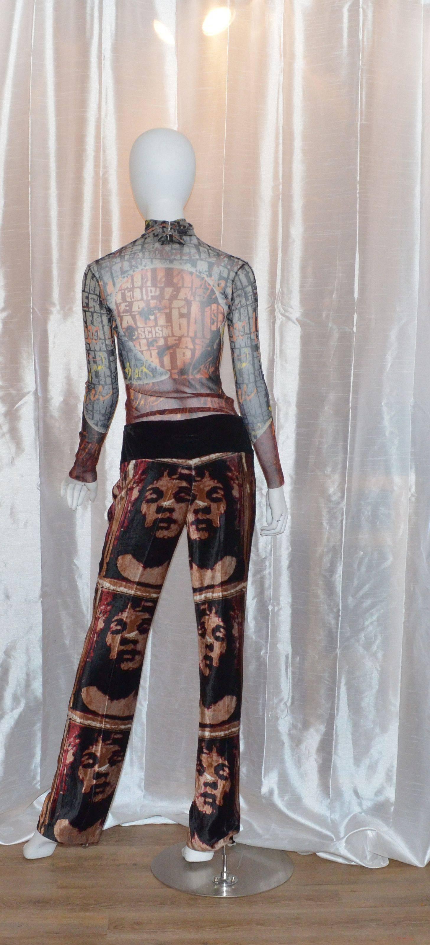 Black Jean Paul Gaultier Autumn 1997 Print Top & Pants