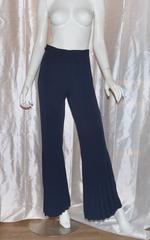 Chanel Navy Pleat Flare Pants