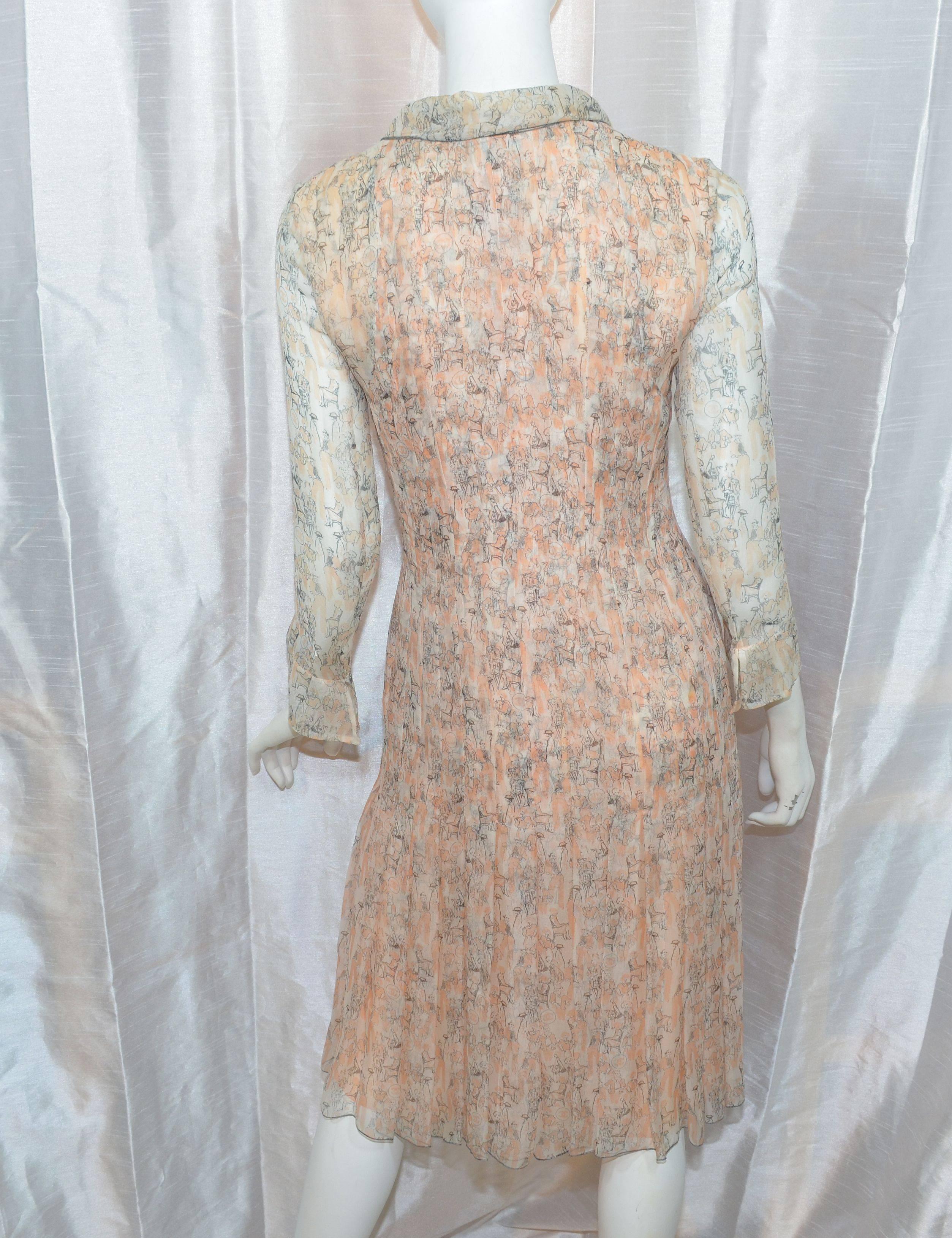 Women's Chanel 2003 P Silk Chiffon Print Dress