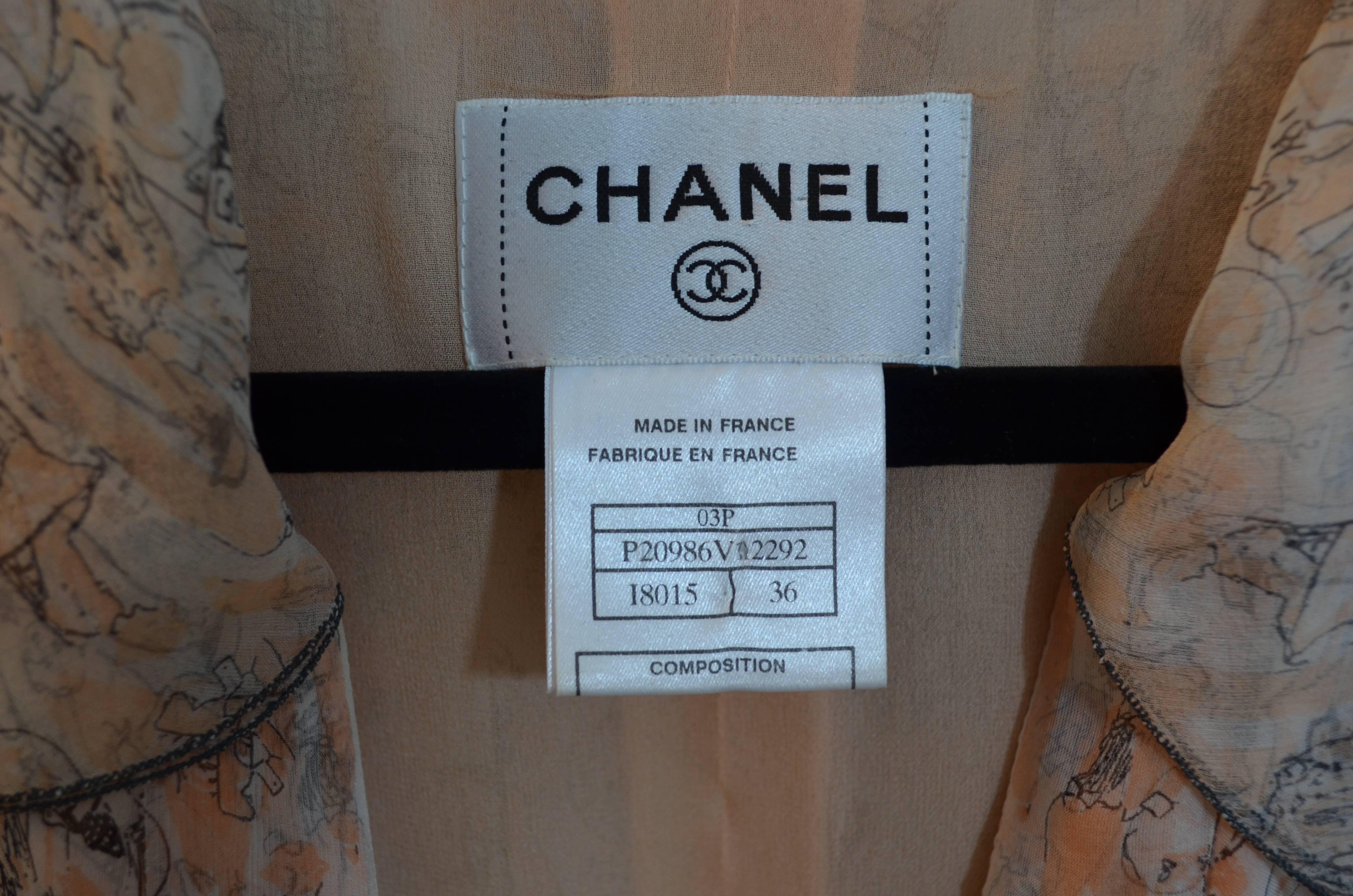 Chanel 2003 P Silk Chiffon Print Dress 1