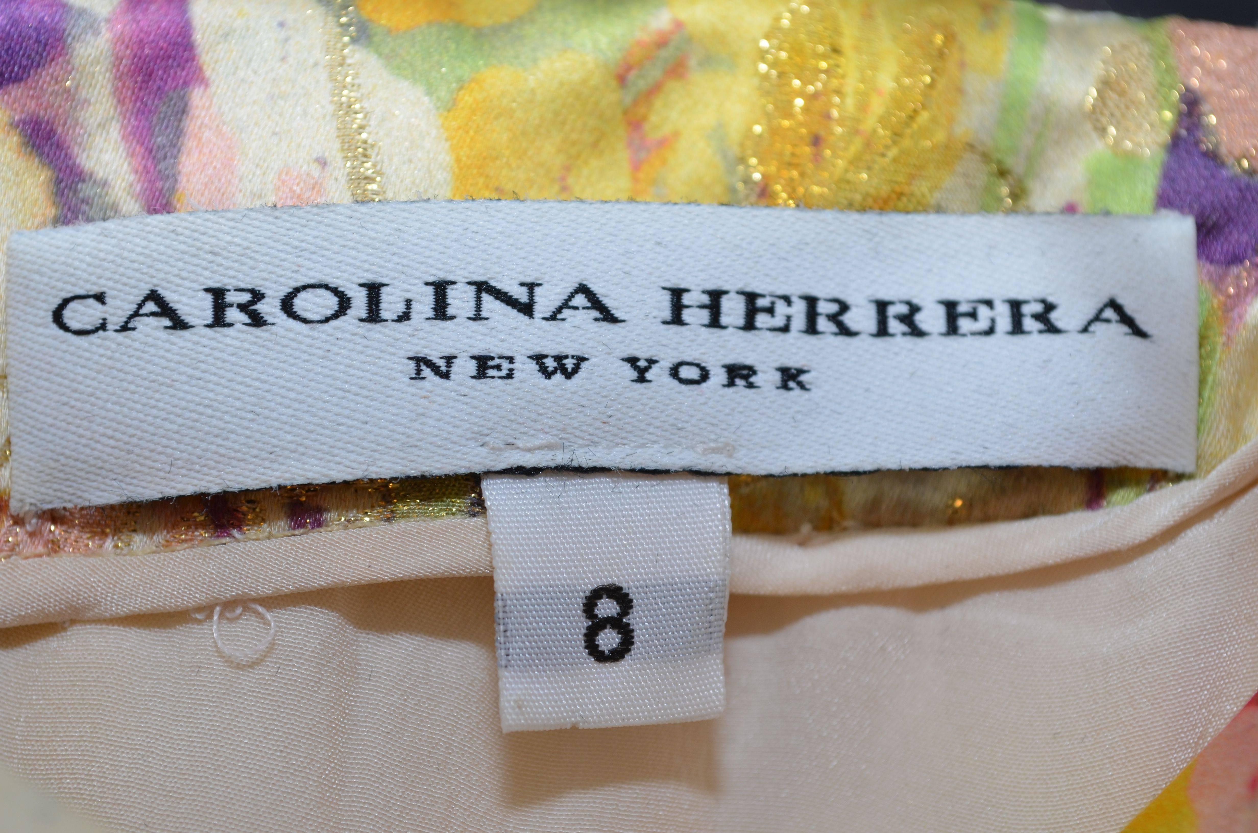 Women's Carolina Herrera 2011 Resort Strapless Embellished Floral Dress 