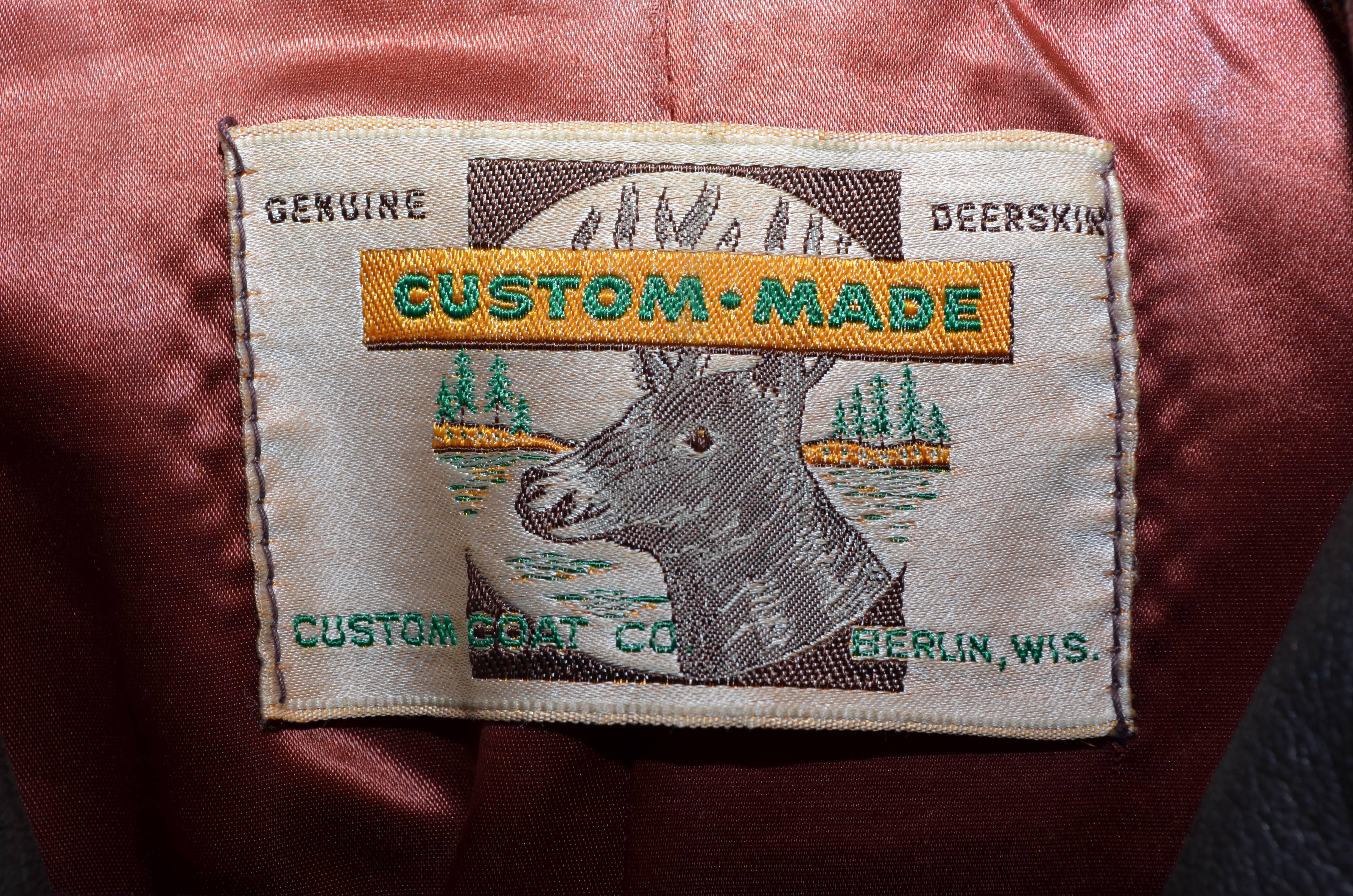 Vintage Genuine Deerskin Leather Fringe Button Jacket 1