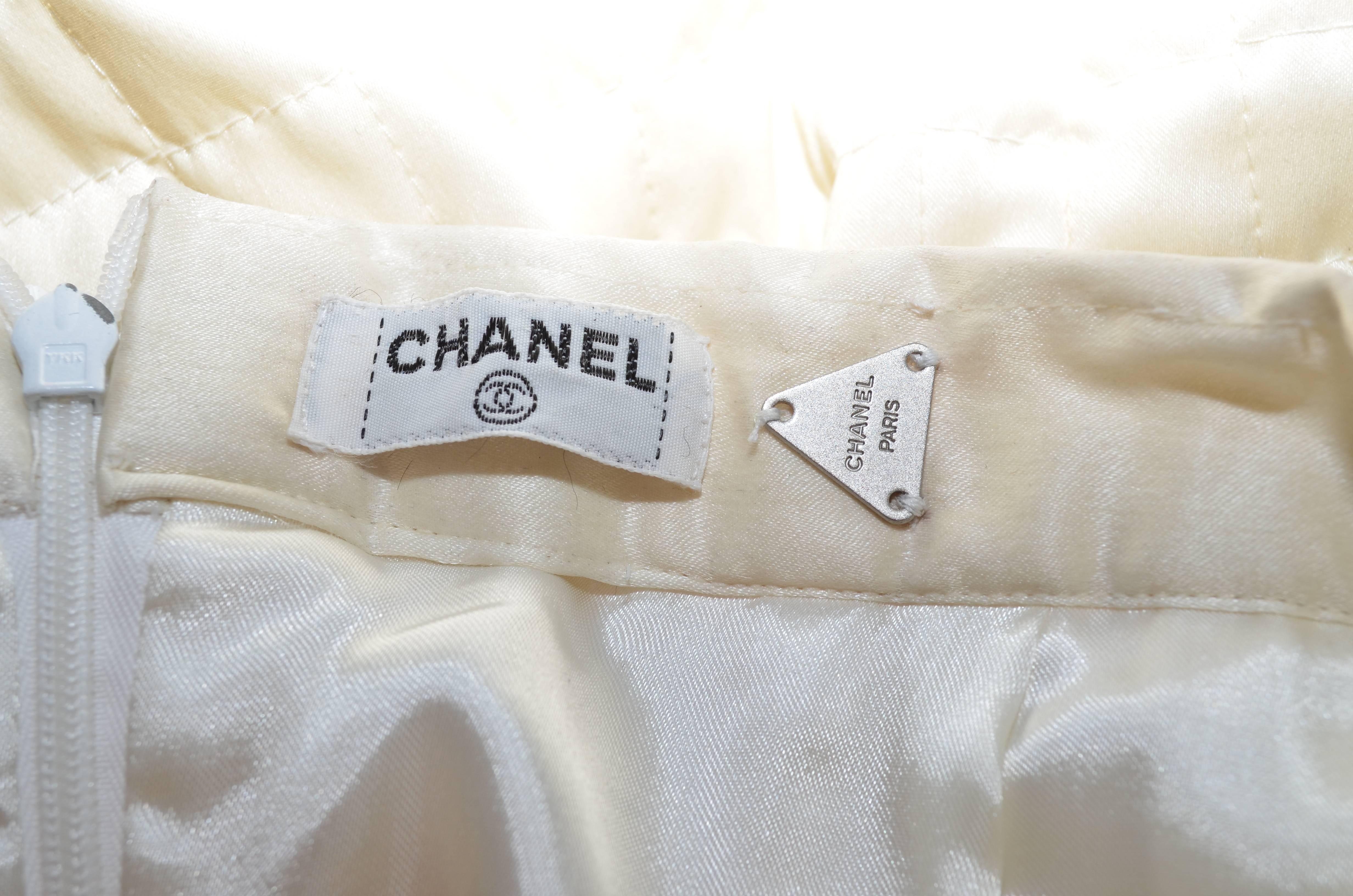 Chanel Satin Quilted Skirt In Excellent Condition In Carmel, CA