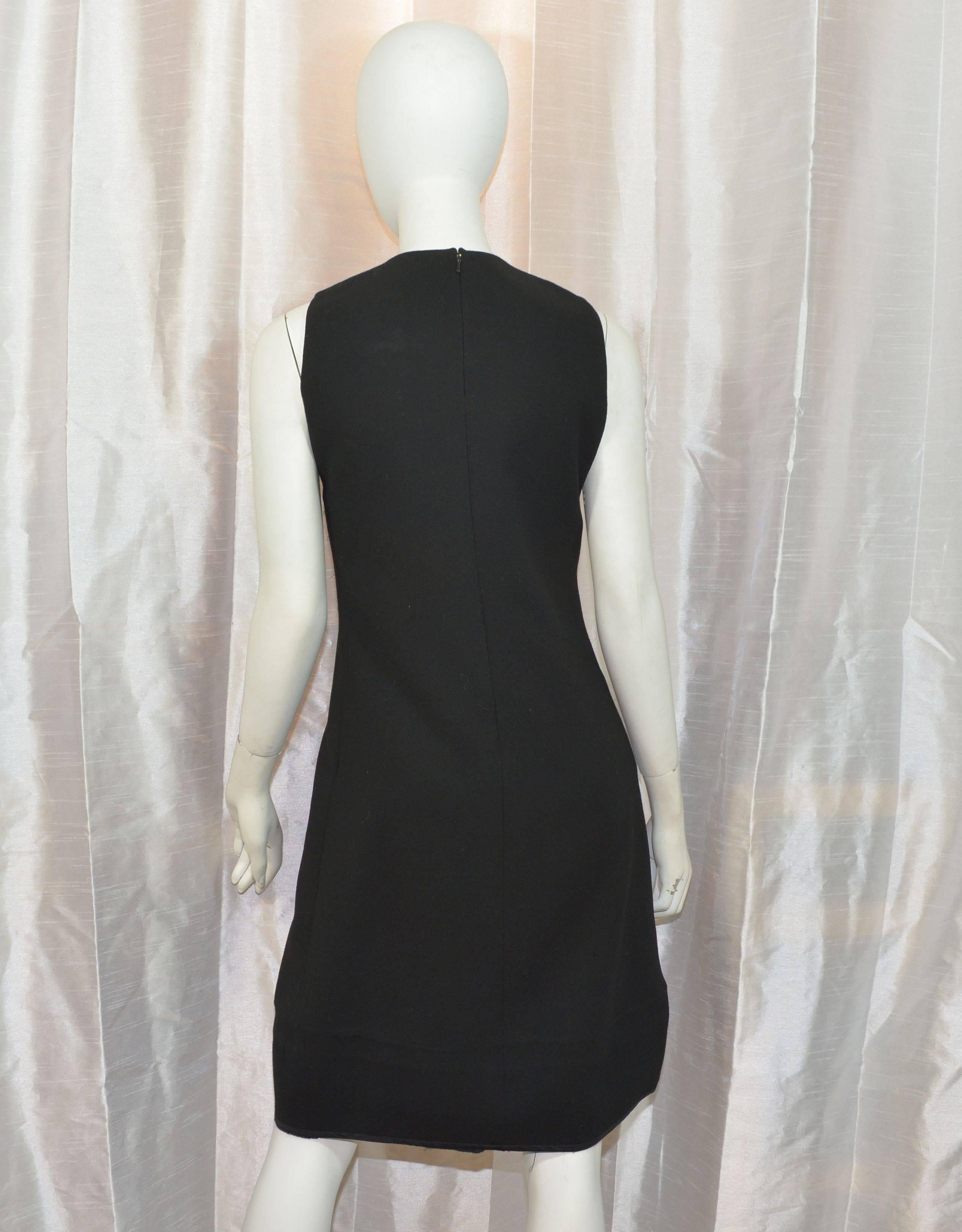 Black Pierre Cardin Vintage 1968 Haute Couture Metal Bones Iconic Dress