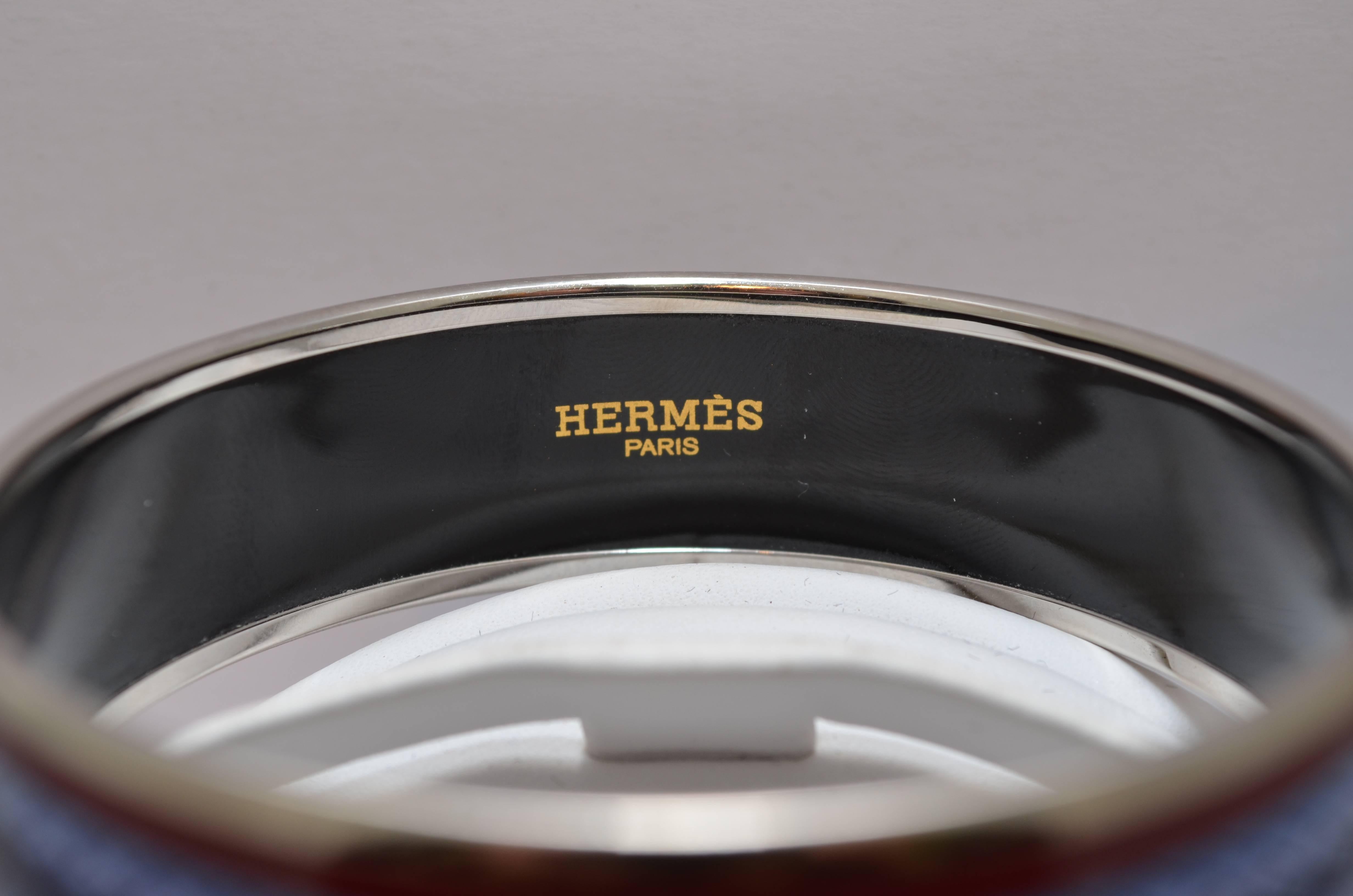 Aesthetic Movement Hermes Paris Printed Enamel Bangle Small size 62
