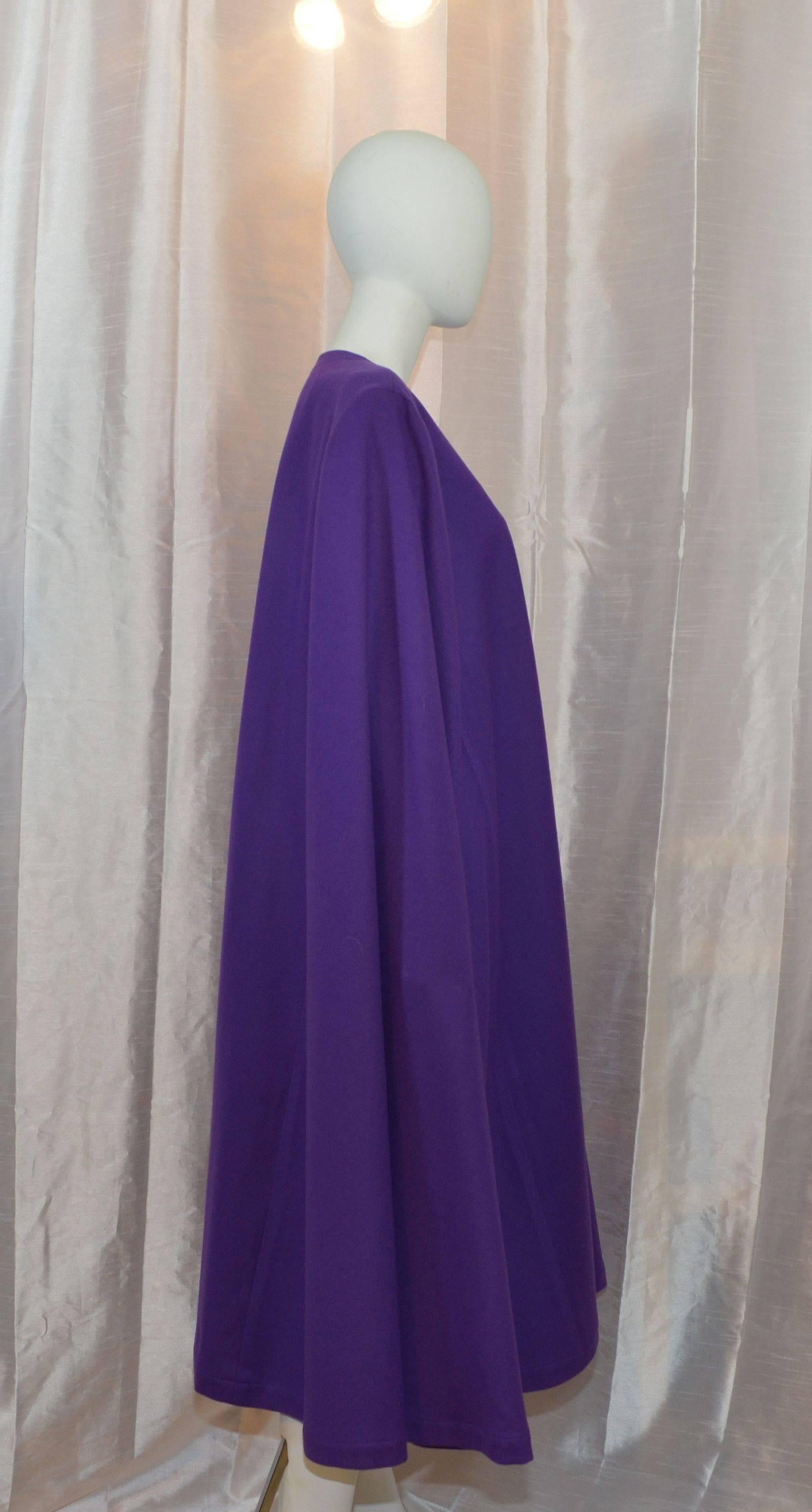 Yves Saint Laurent YSL 1970s Purple Wool Cape In Excellent Condition In Carmel, CA