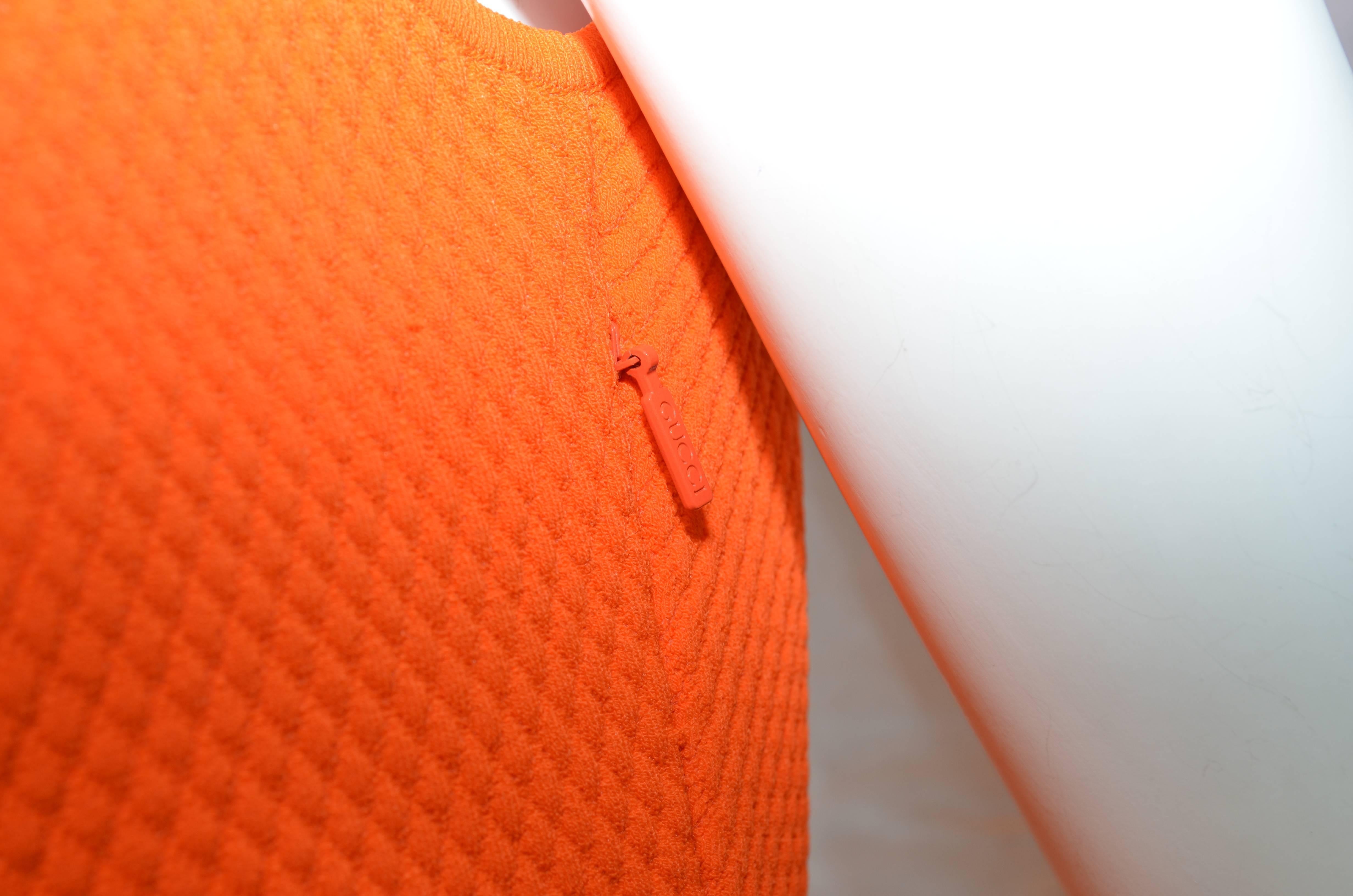 Gucci Orange Waffle Knit Dress In Excellent Condition In Carmel, CA