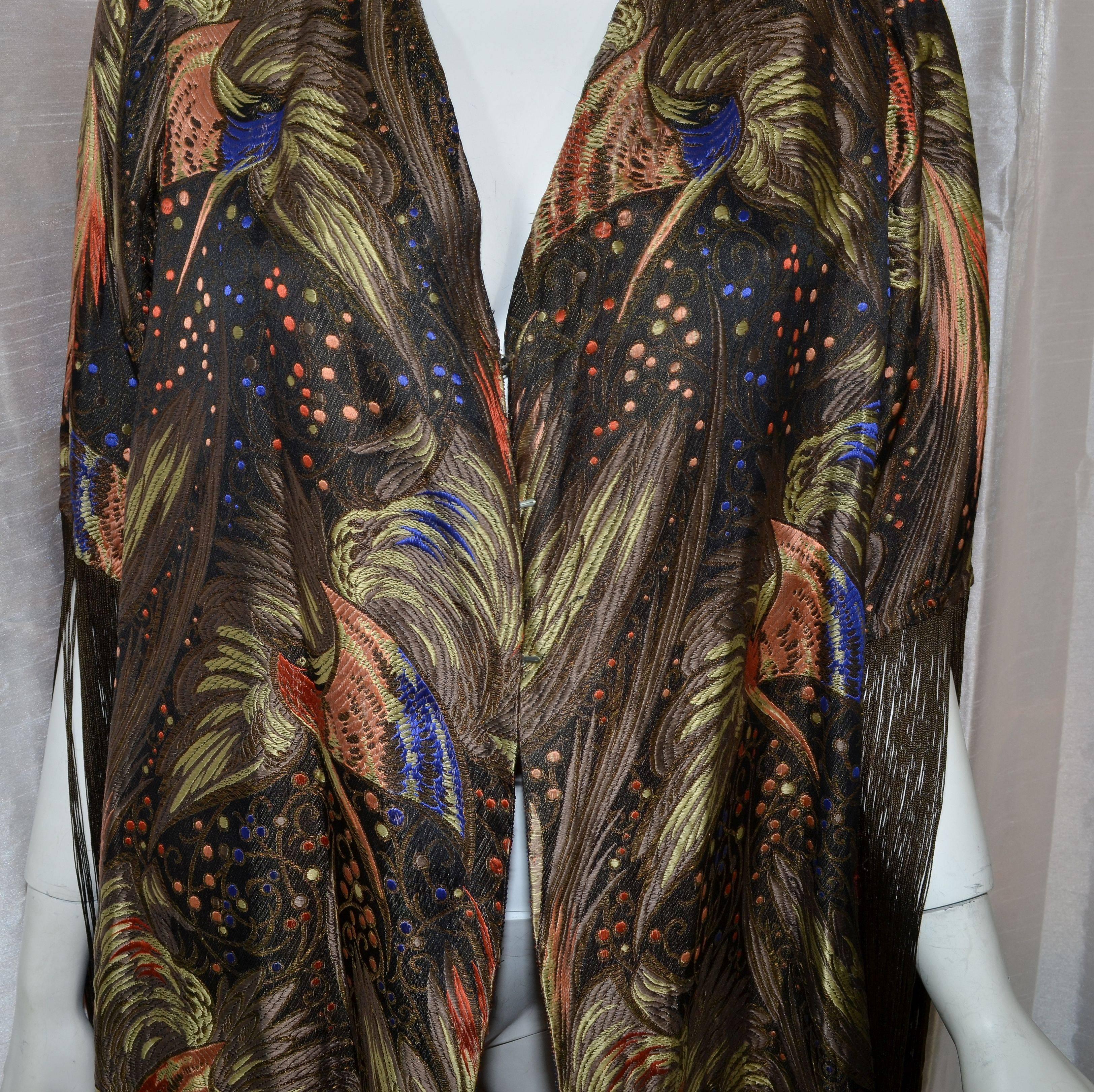 1920s Embroidered Fringe Duster Jacket In Excellent Condition In Carmel, CA