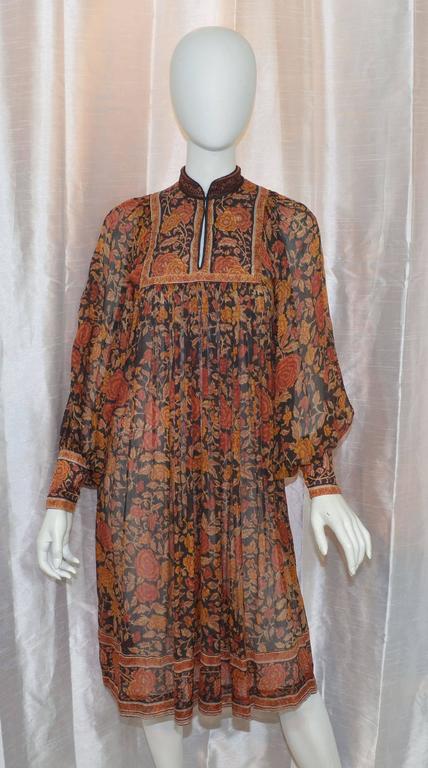 Ritu Kumar for Judith Ann 1970s Hand Block Printed Silk Dress at 1stDibs | judith ann clothing 