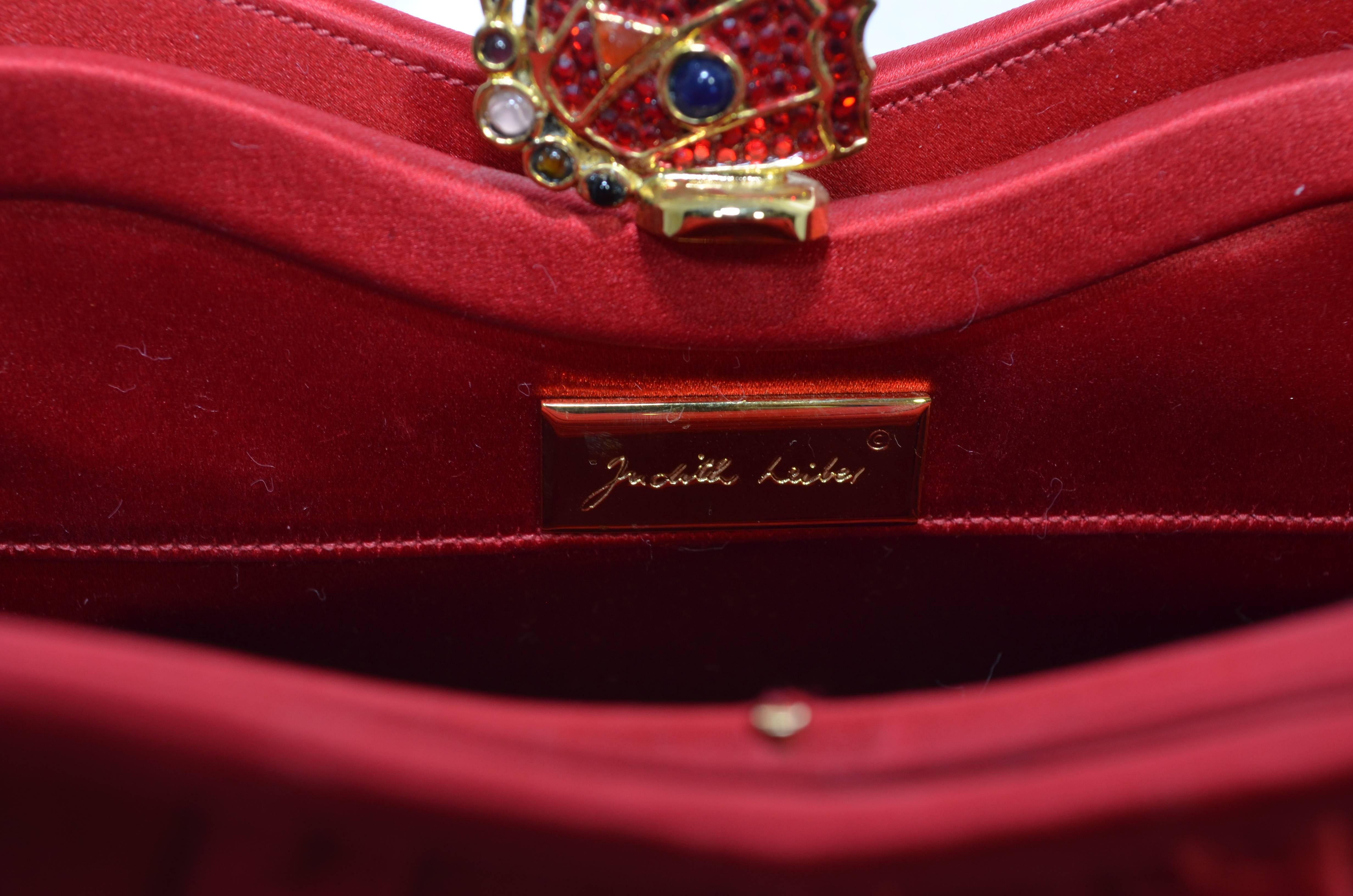 Judith Leiber Satin Clutch with Butterfly Closure In Excellent Condition In Carmel, CA