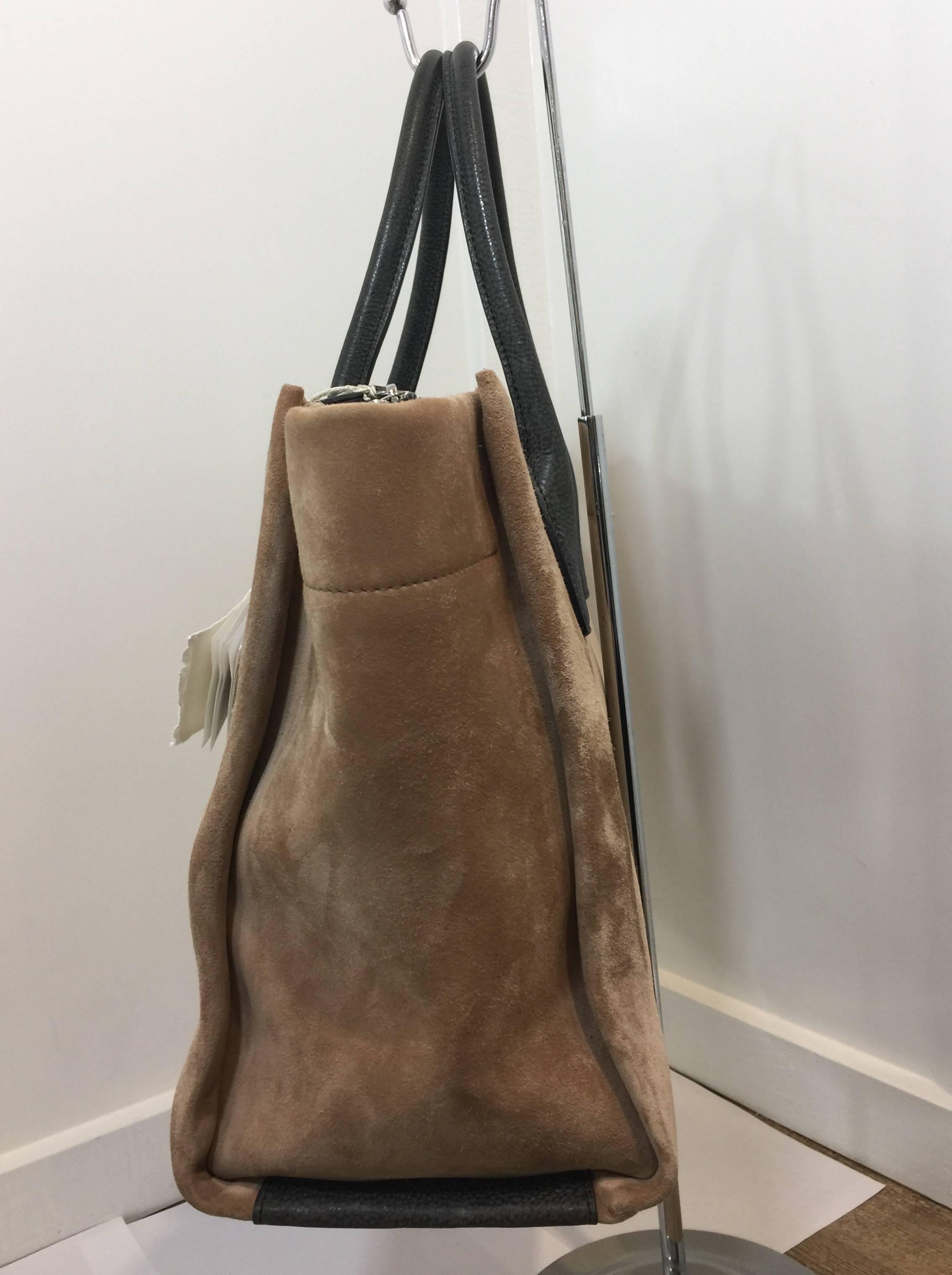 Brunello Cucinelli Suede and Leather Tote In Excellent Condition In Carmel, CA