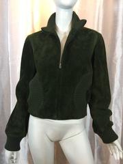 Hermes Hunter Green Suede Bomber Jacket