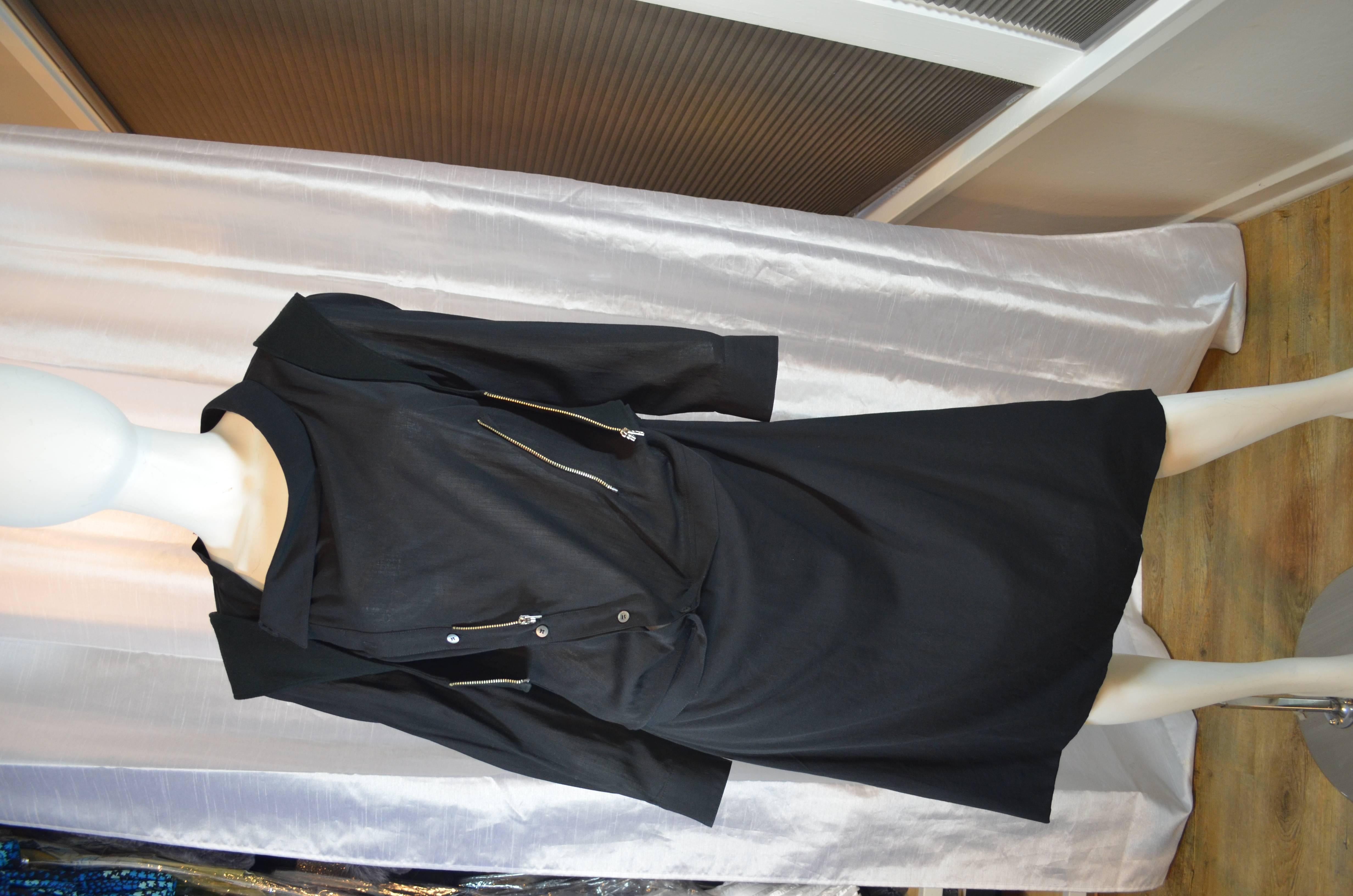Hussein Chalayan Black Dress with Zippered Vest 4