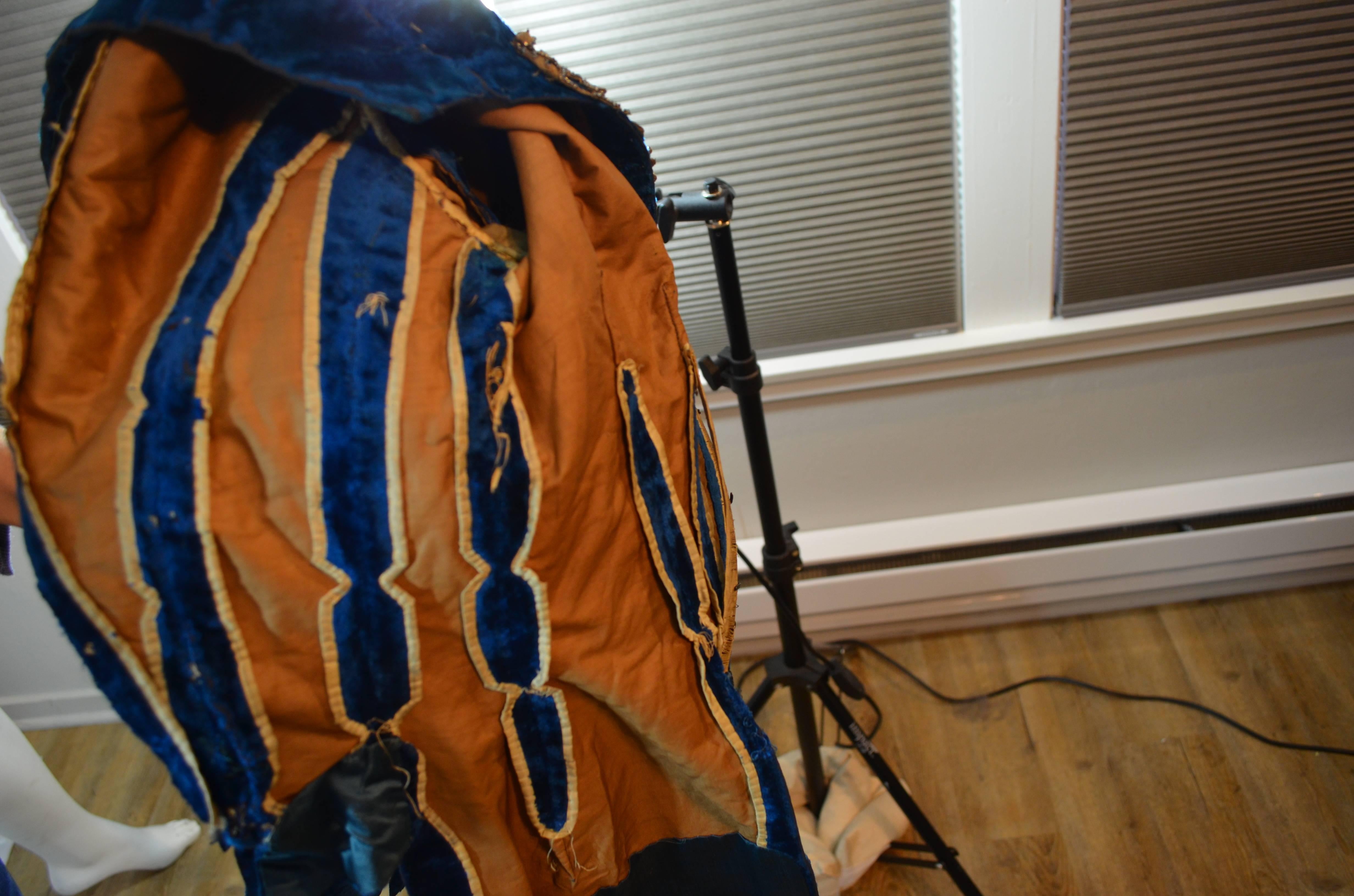 Women's Victorian Blue Silk Velvet Jacket