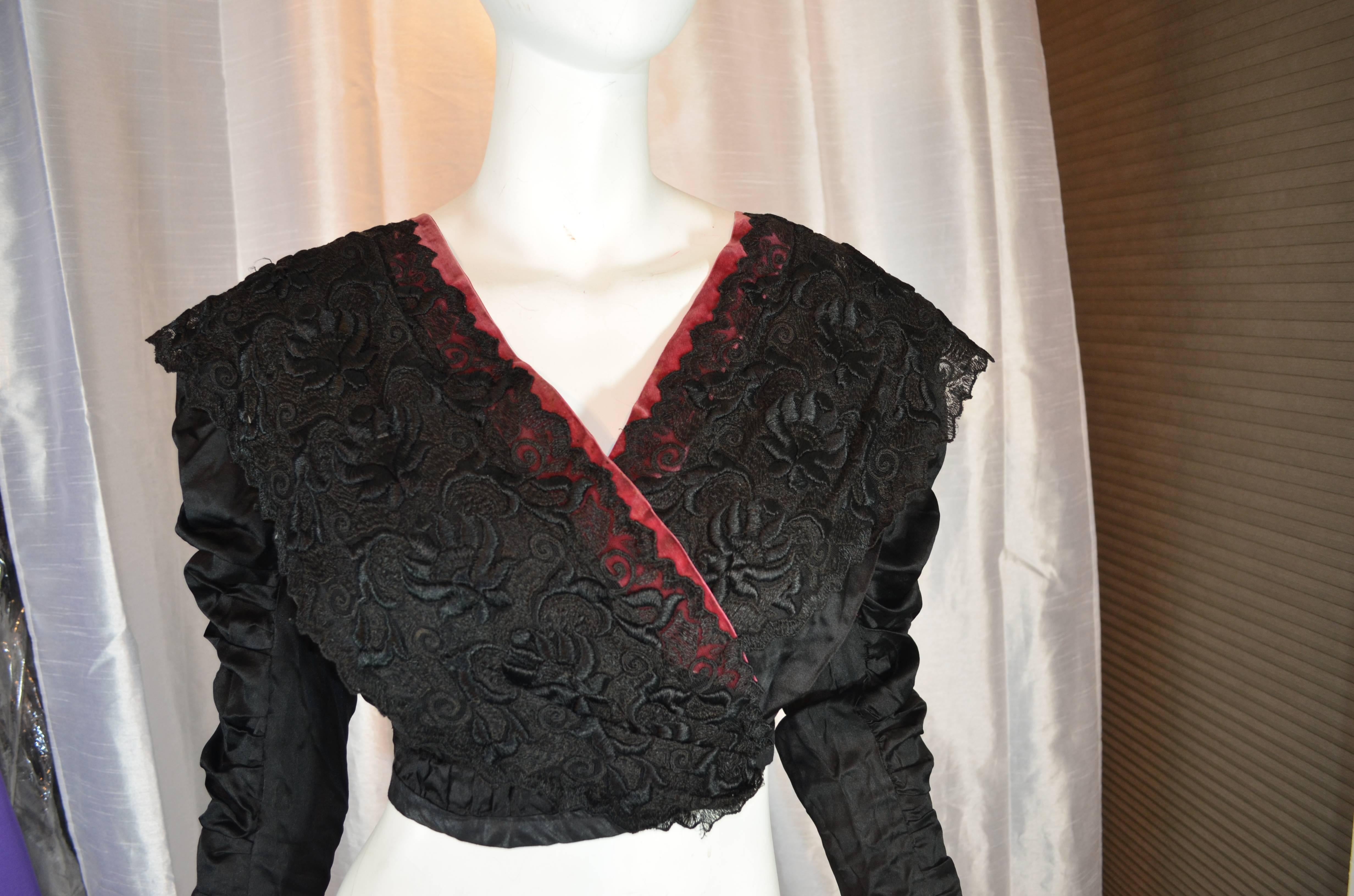 Women's Black Victorian Lace Blouse