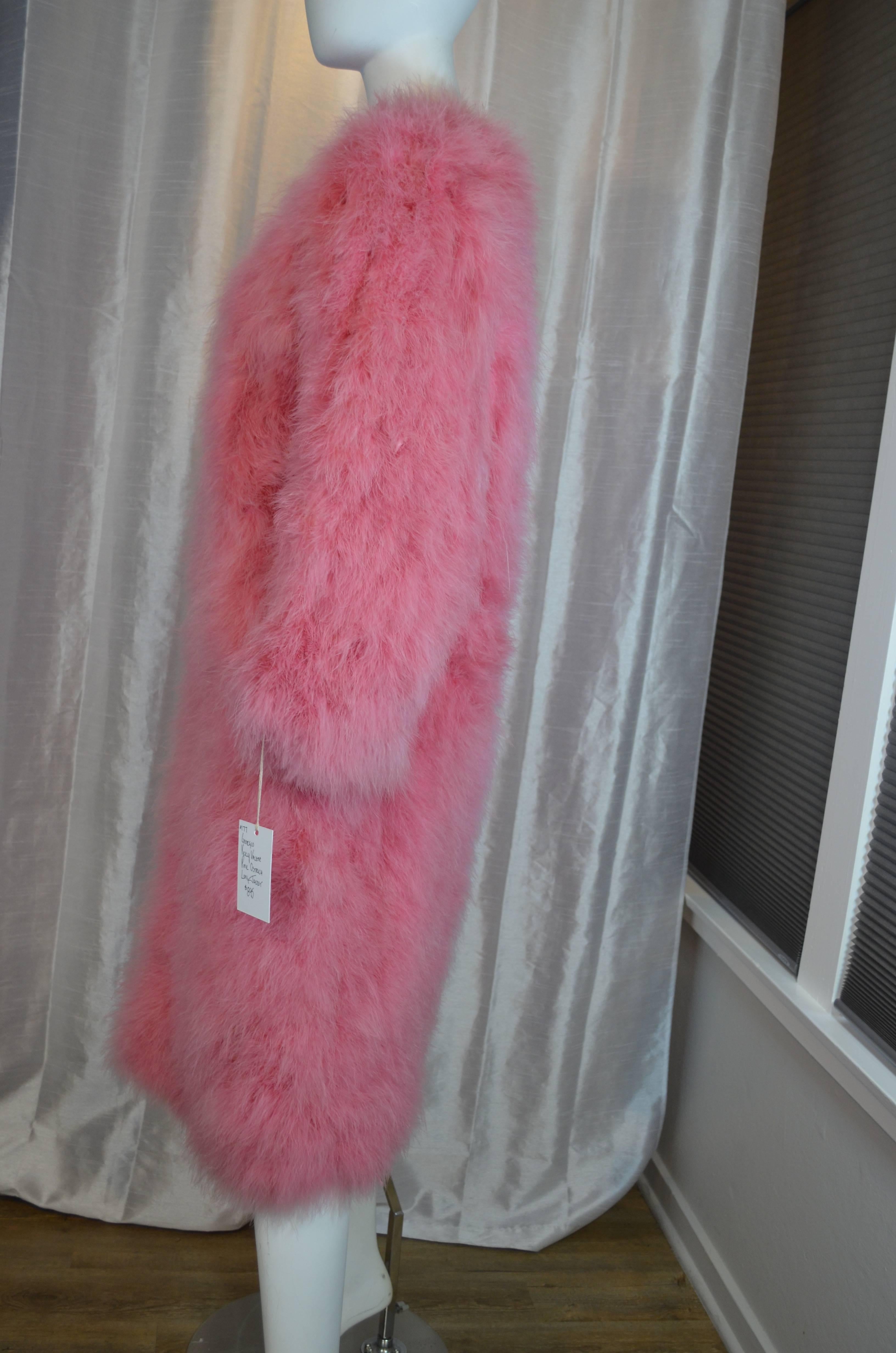 Pink Vicky Valere French Maribou Turkey Feather Coat