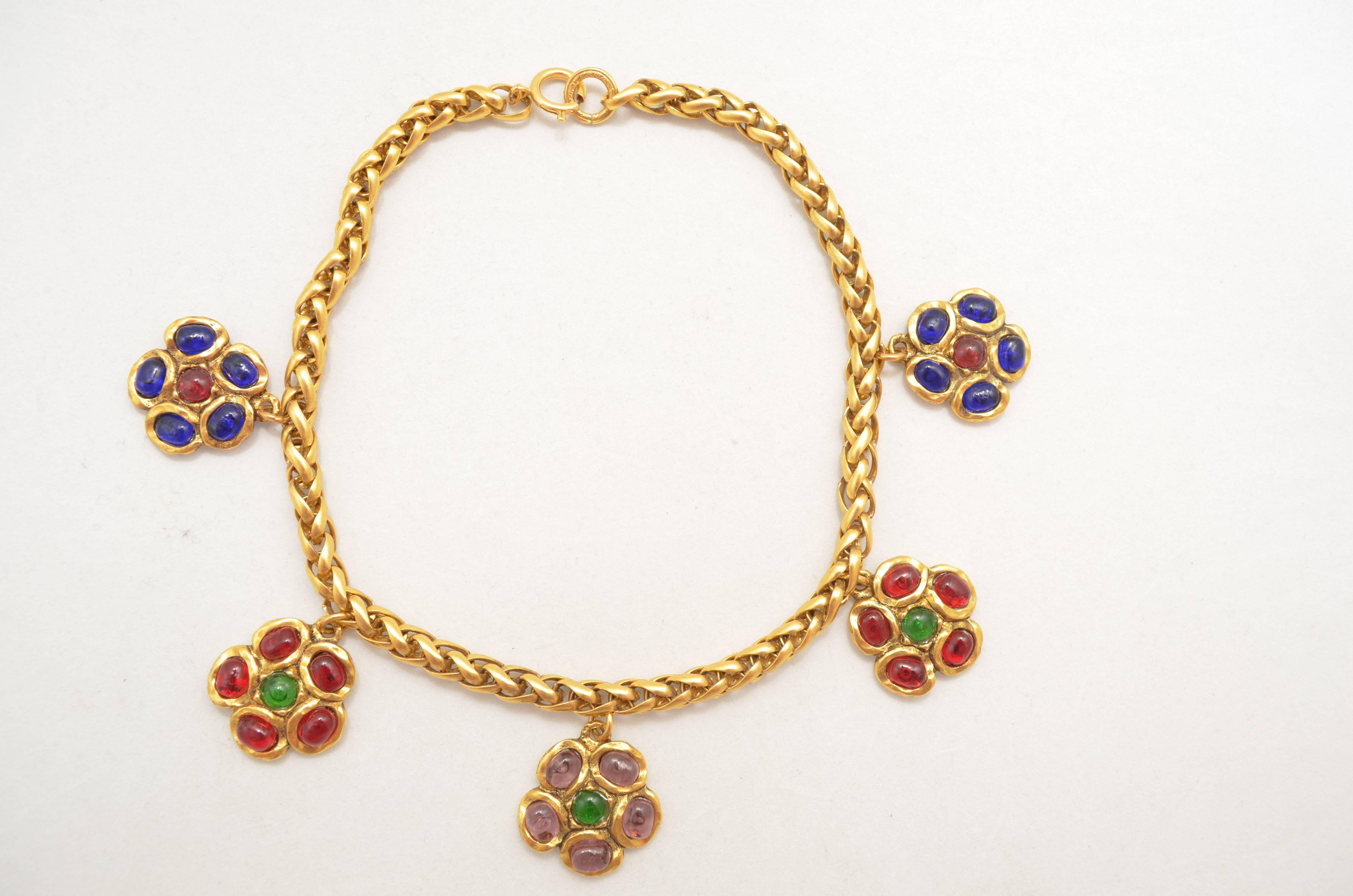 Romantic Chanel 1981 Gripoix Flower Necklace