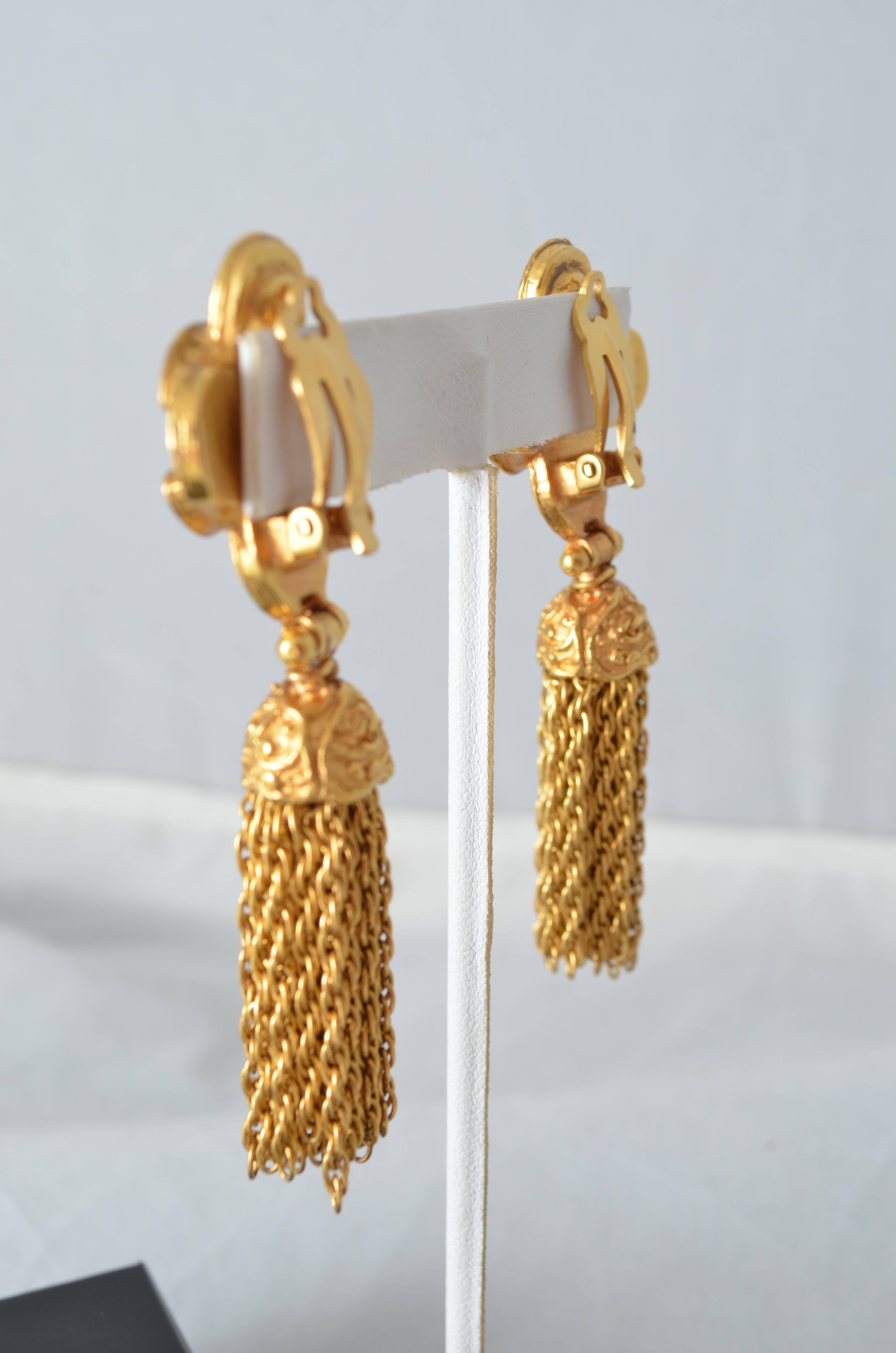Rare 1994 Chanel Tassel Earrings In Excellent Condition In Carmel, CA