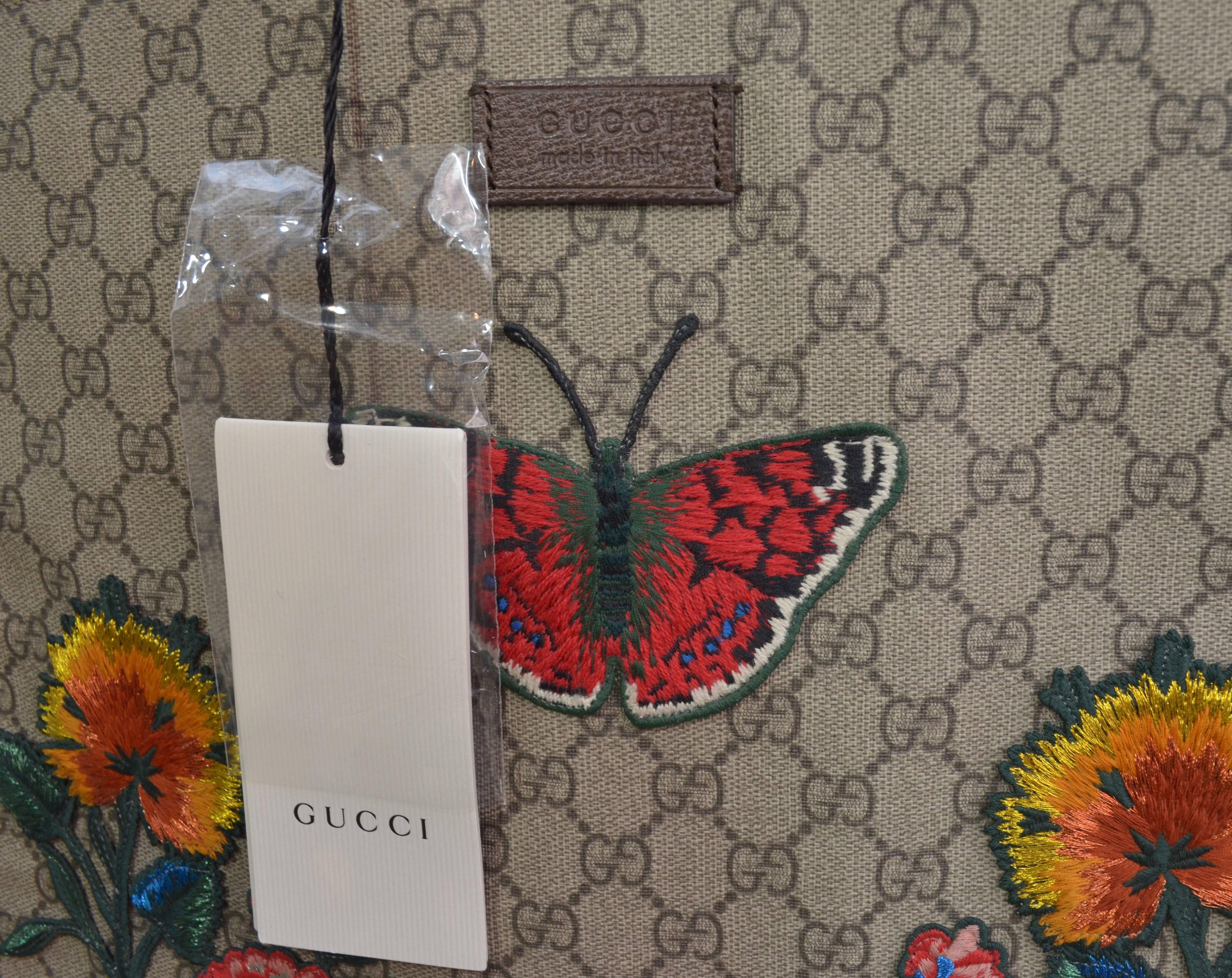 Gucci Supreme Embroidered Butterfly Tote 2016/7 1