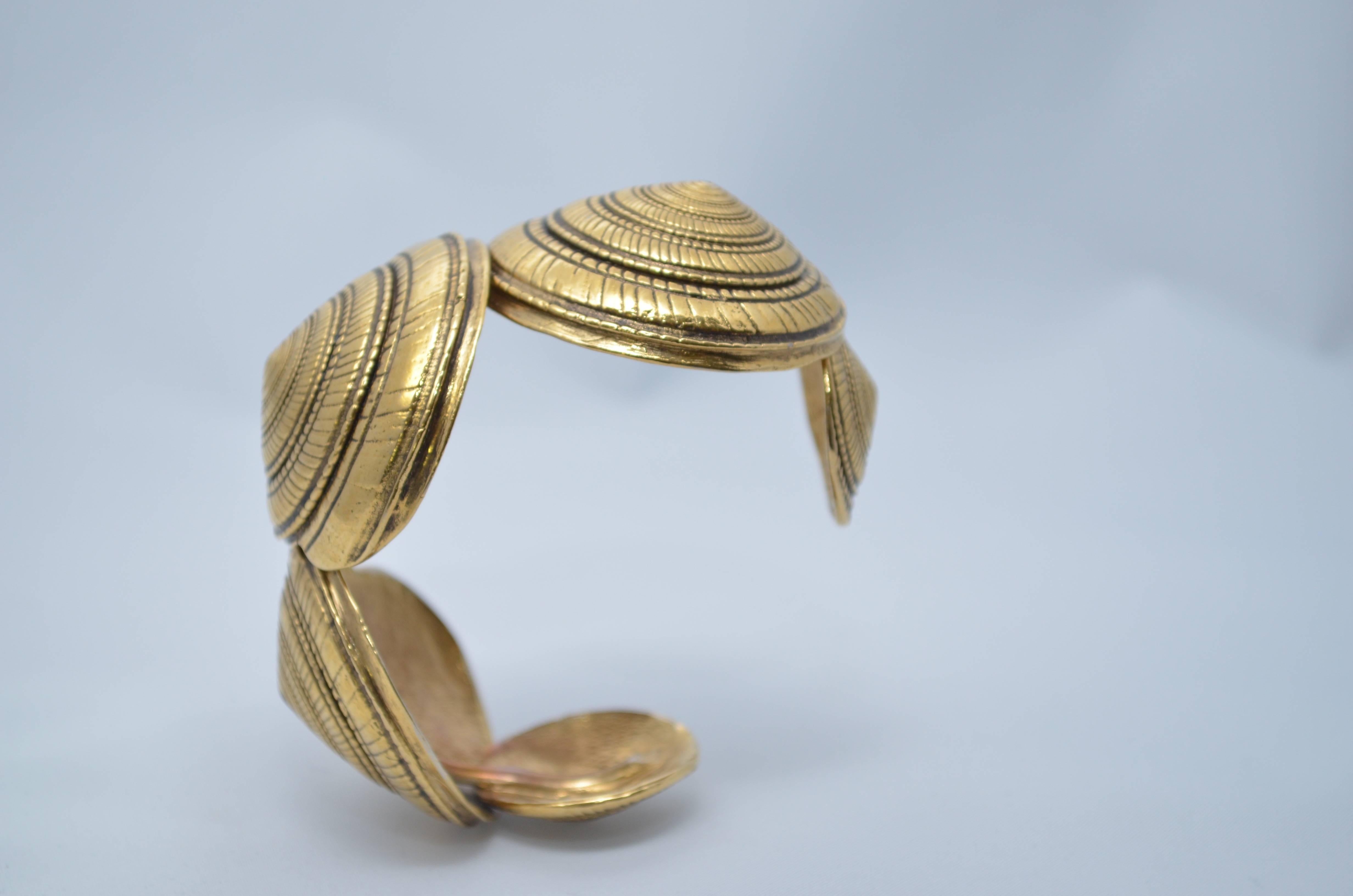 Yves Saint Laurent Rive Gauche 1970s Nautilus Shell Cuff In Excellent Condition For Sale In Carmel, CA