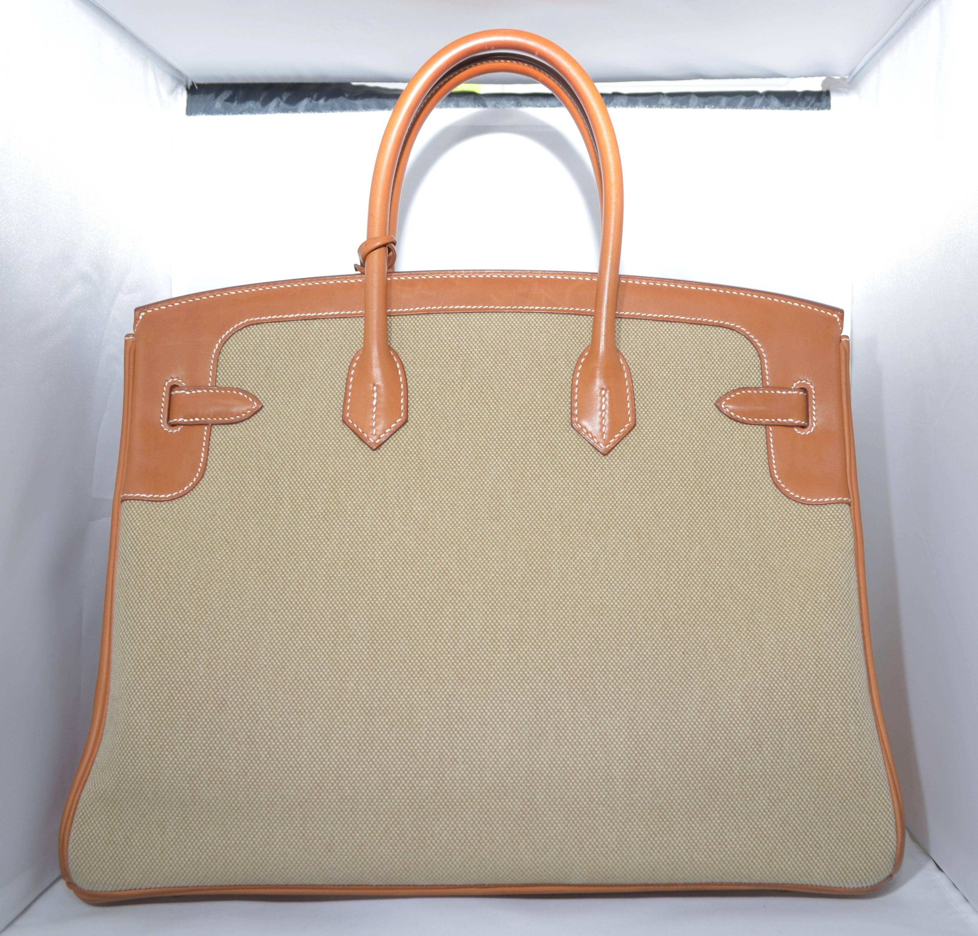 Beige Hermes 2015 Limited Edition Flag Birkin 35 cm