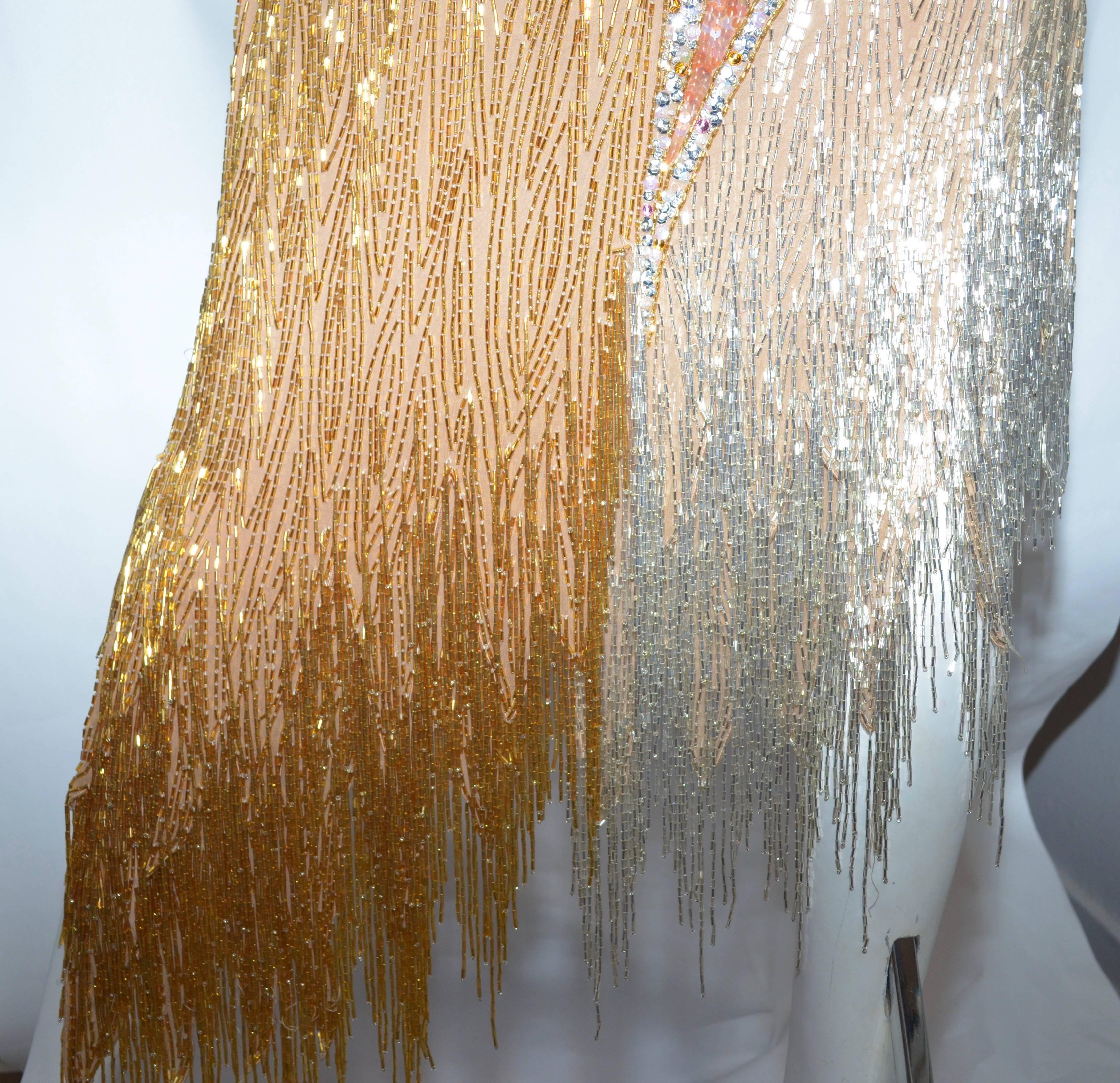 Bob Mackie 1980's Gold Fringe Beaded Dress 1