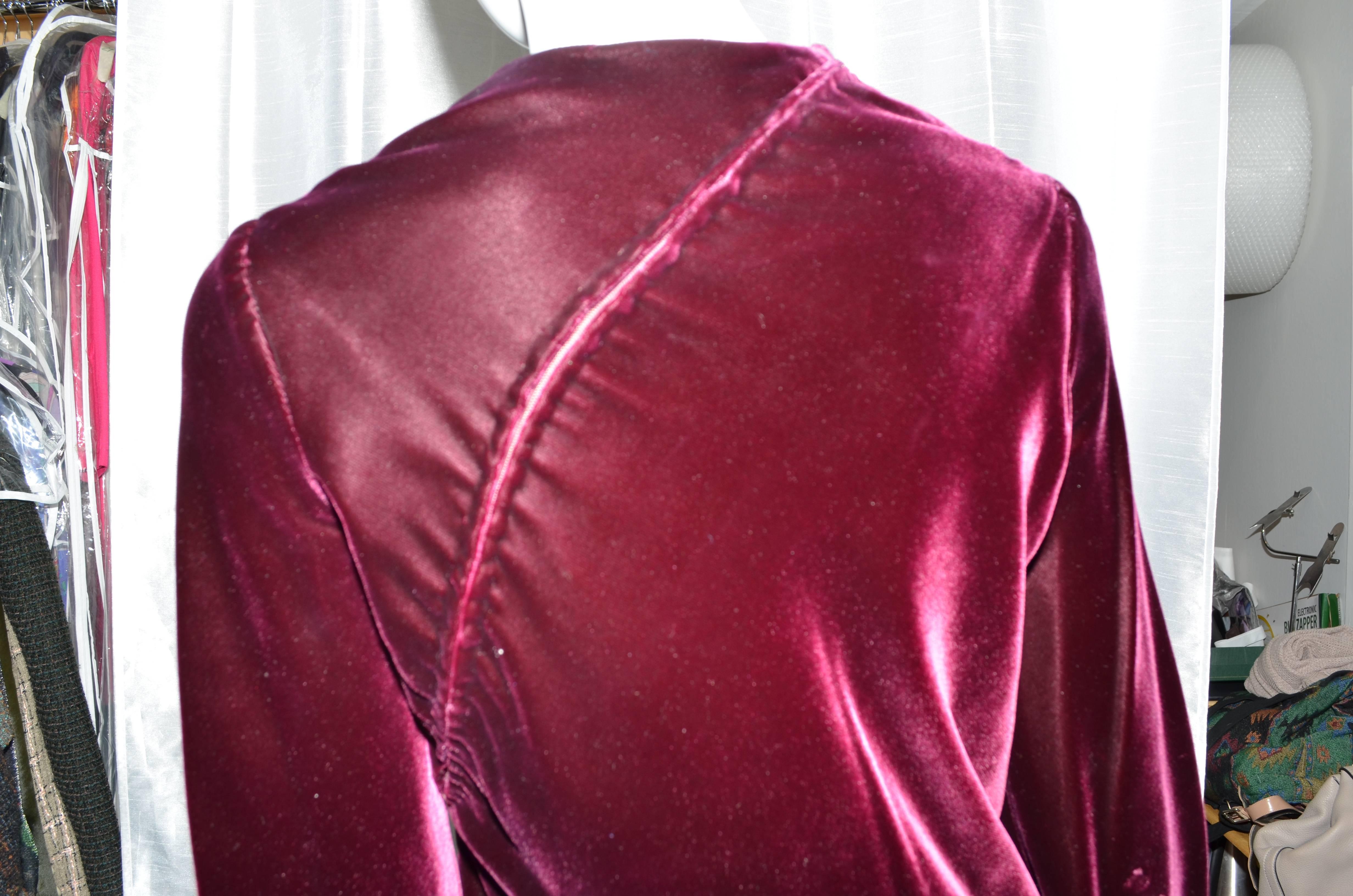 1970s Halston Burgundy Velvet Gown In Excellent Condition In Carmel, CA