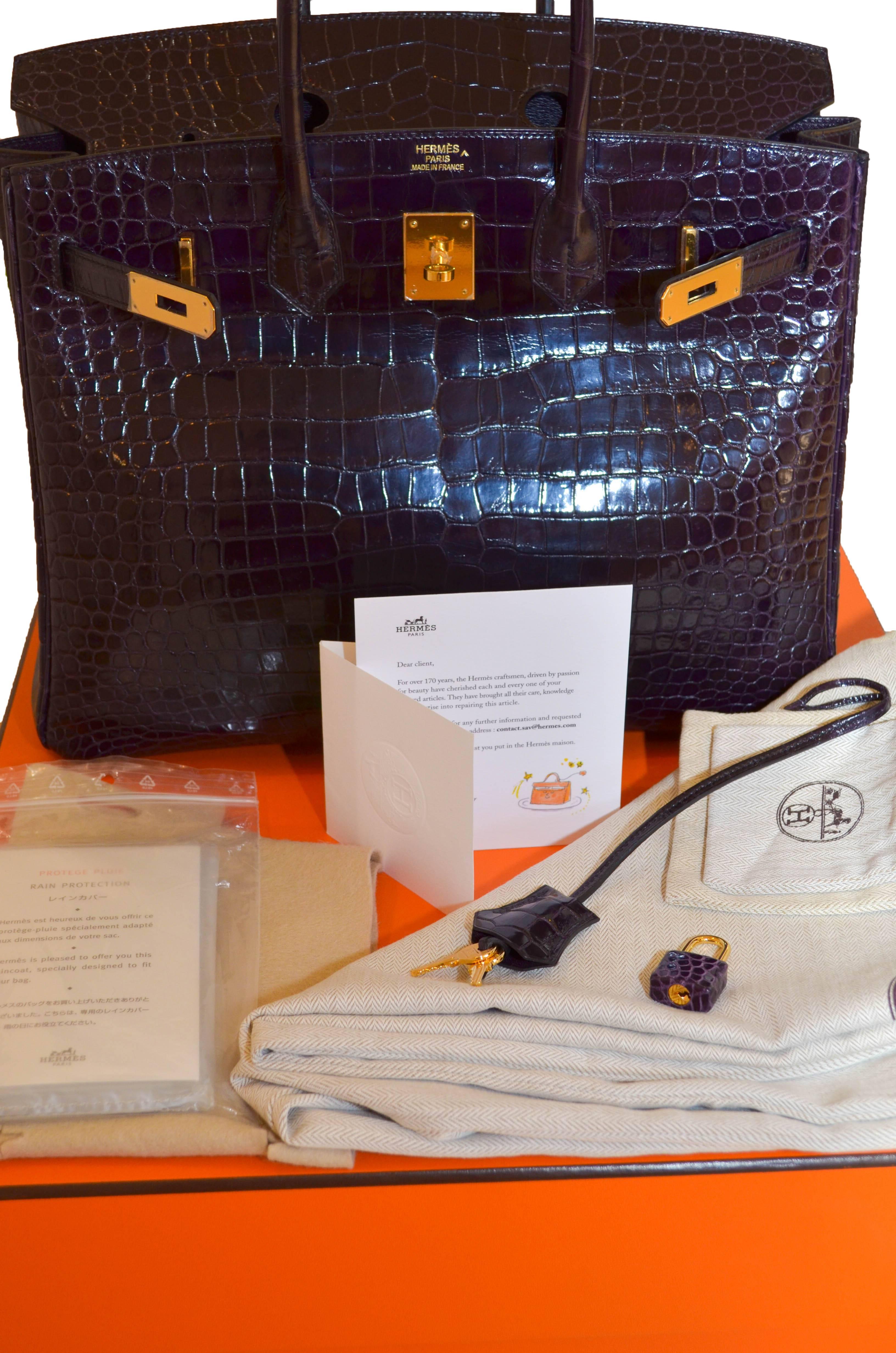 Hermes Amethyst Porosus Crocodile Birkin 35cm 5