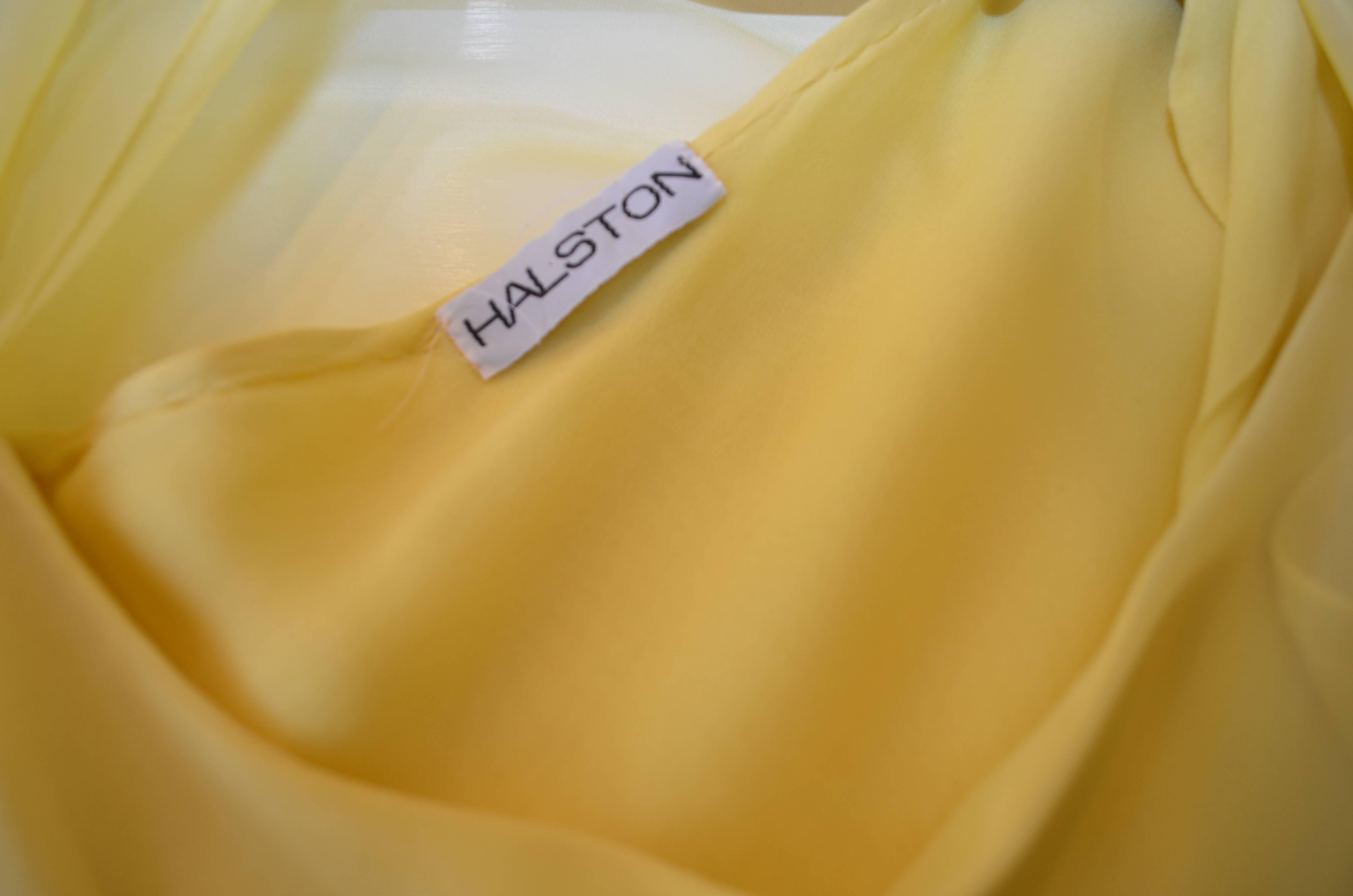 Halston 1970s Silk Chiffon One-Shoulder Gown With Shawl 3