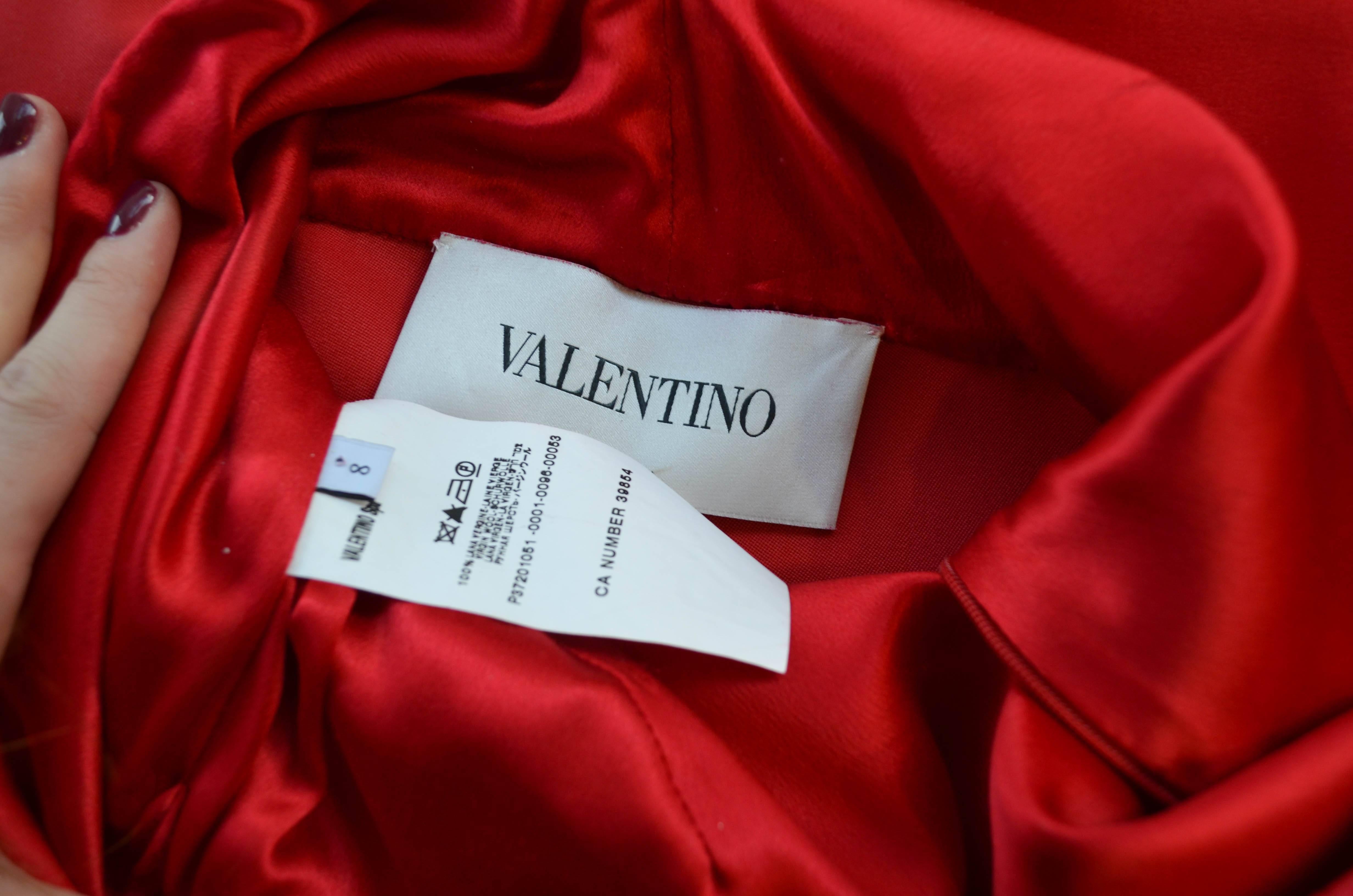 Valentino Wool Dress in Red with Ruffle 4