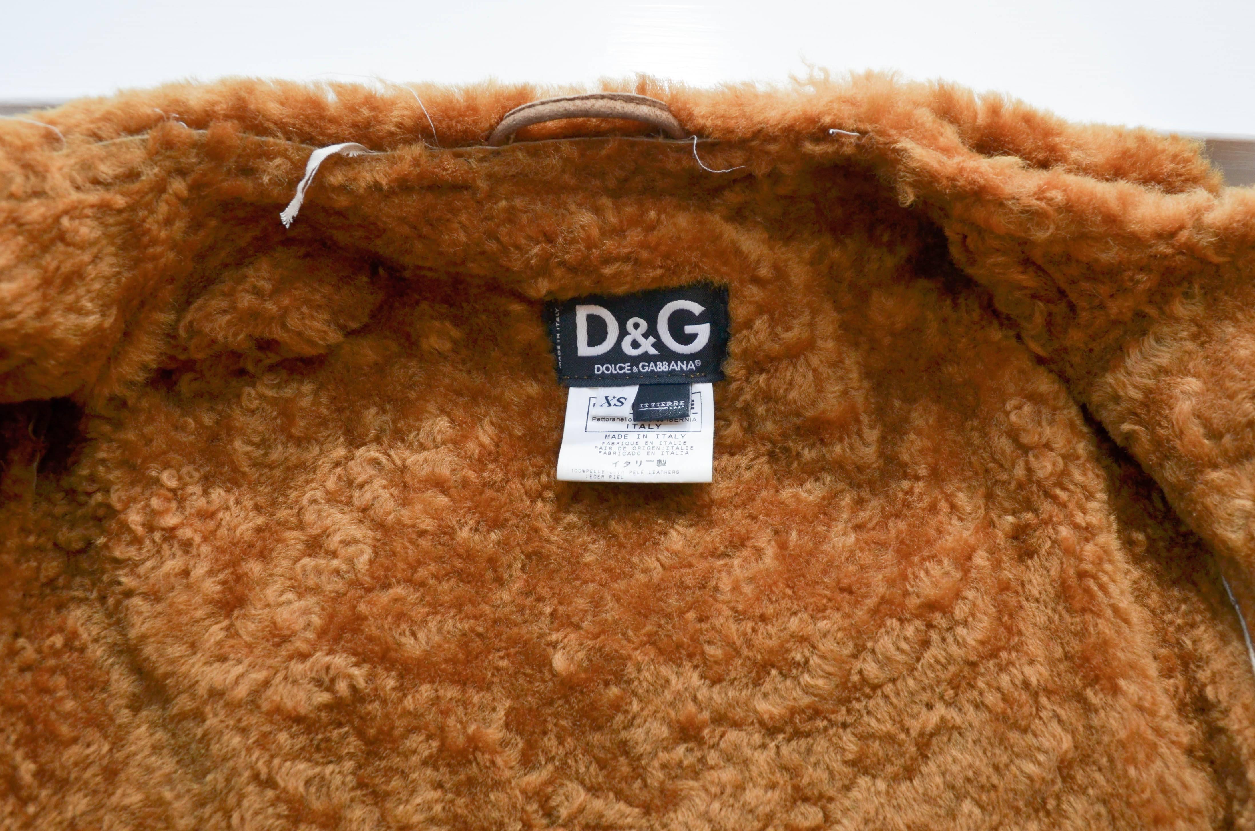 Dolce & Gabbana D & G Shearling Golden Brown Fur Coat 1