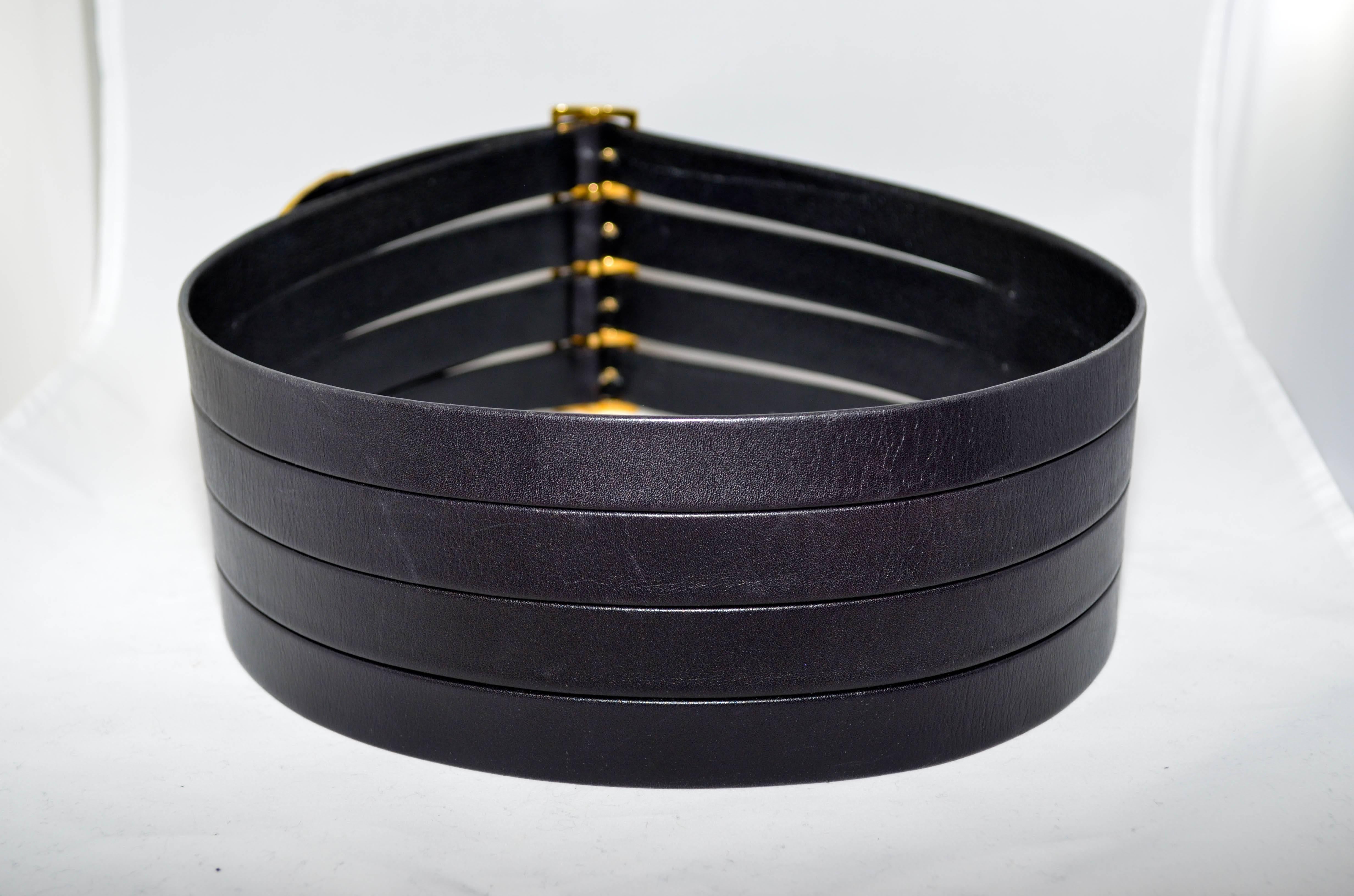 Black Chanel Leather Corset Belt