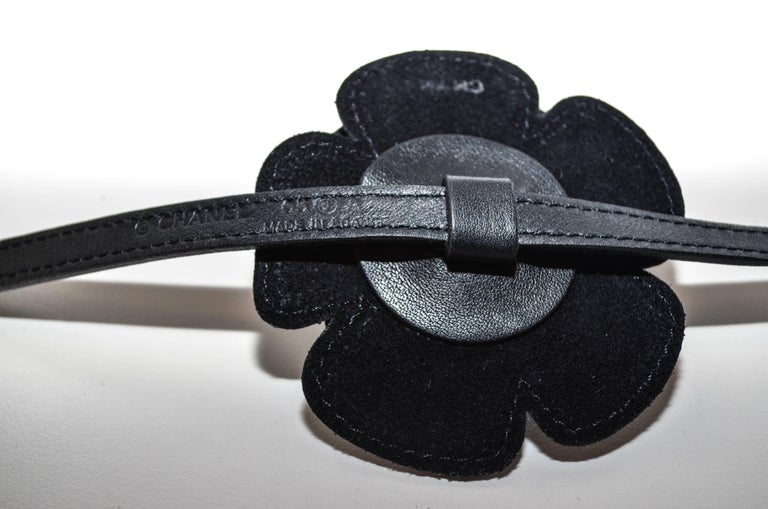 chanel leather flower choker necklace