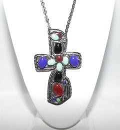 Chanel Massive 5.5" Cross Gripoix Necklace 2003