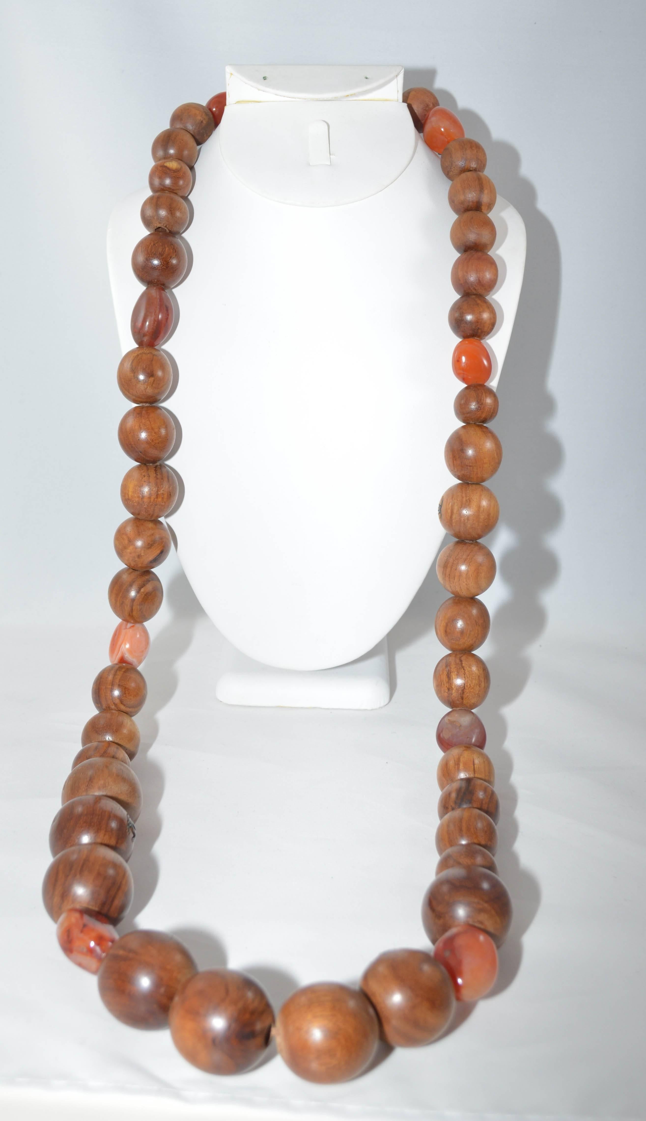 vintage wooden bead necklace