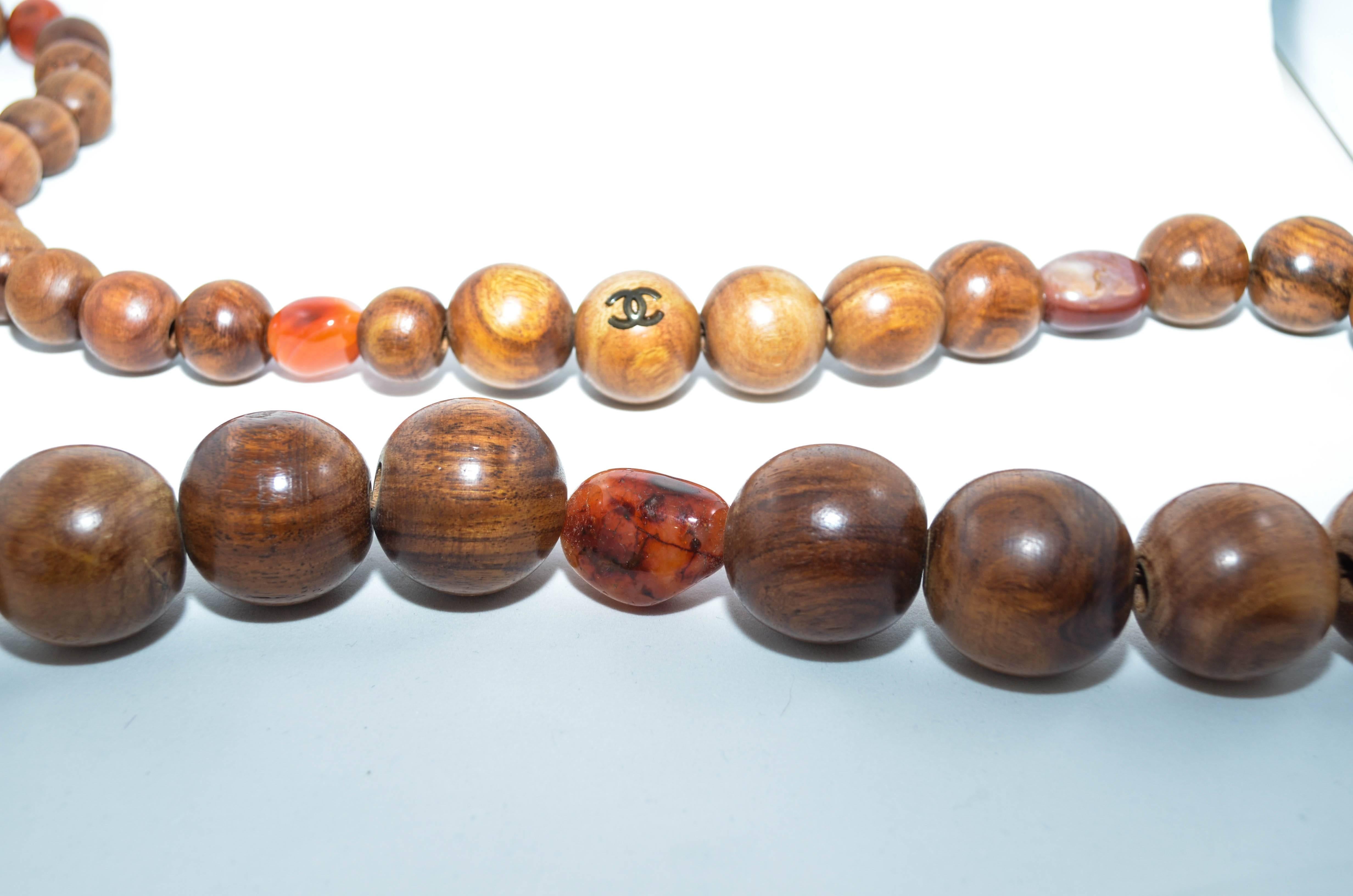 Aesthetic Movement Chanel Vintage CC Logo XL Wooden Bead Necklace