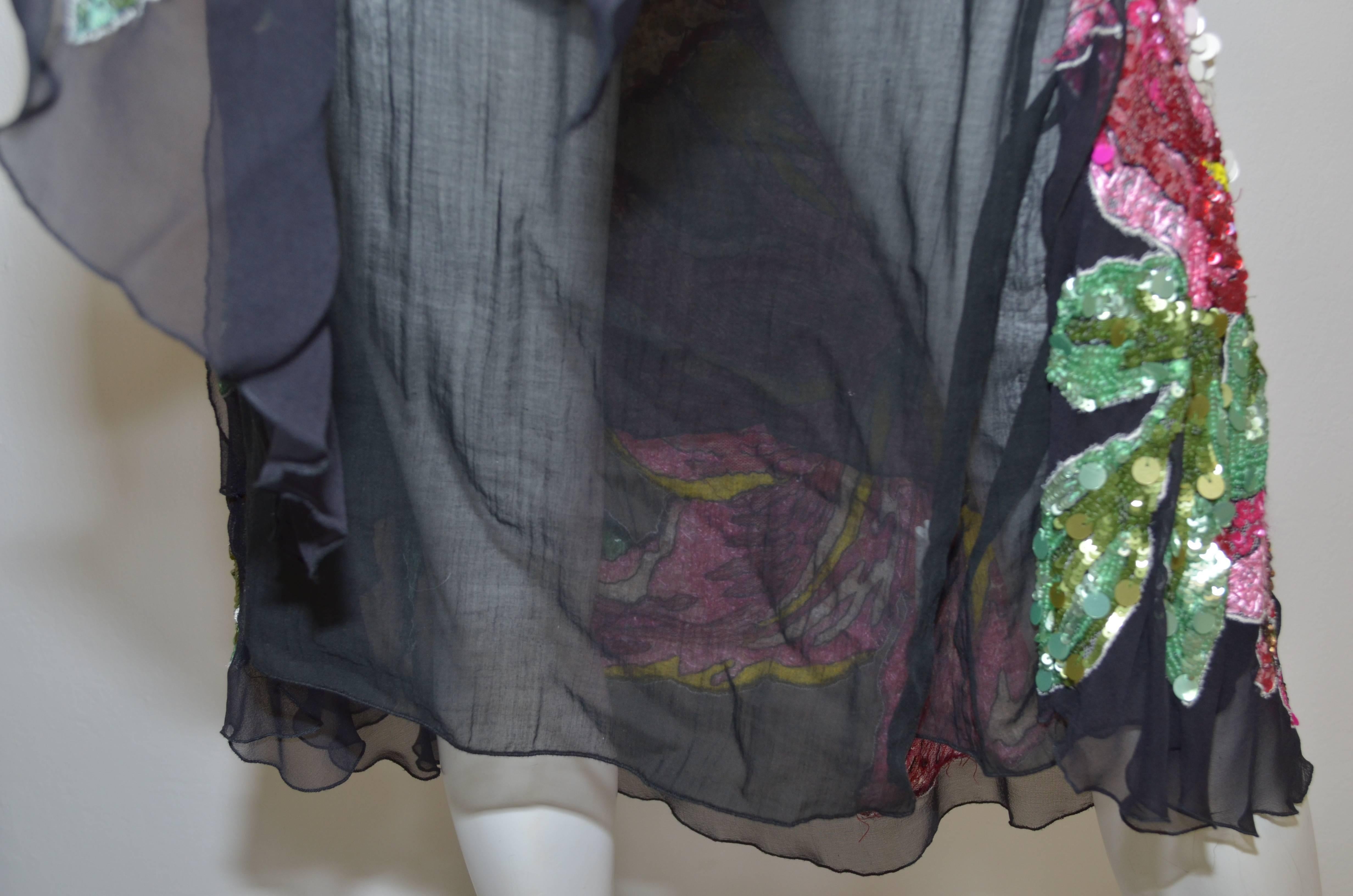 Amen Multi-Colored Sequins Floral Skirt 4