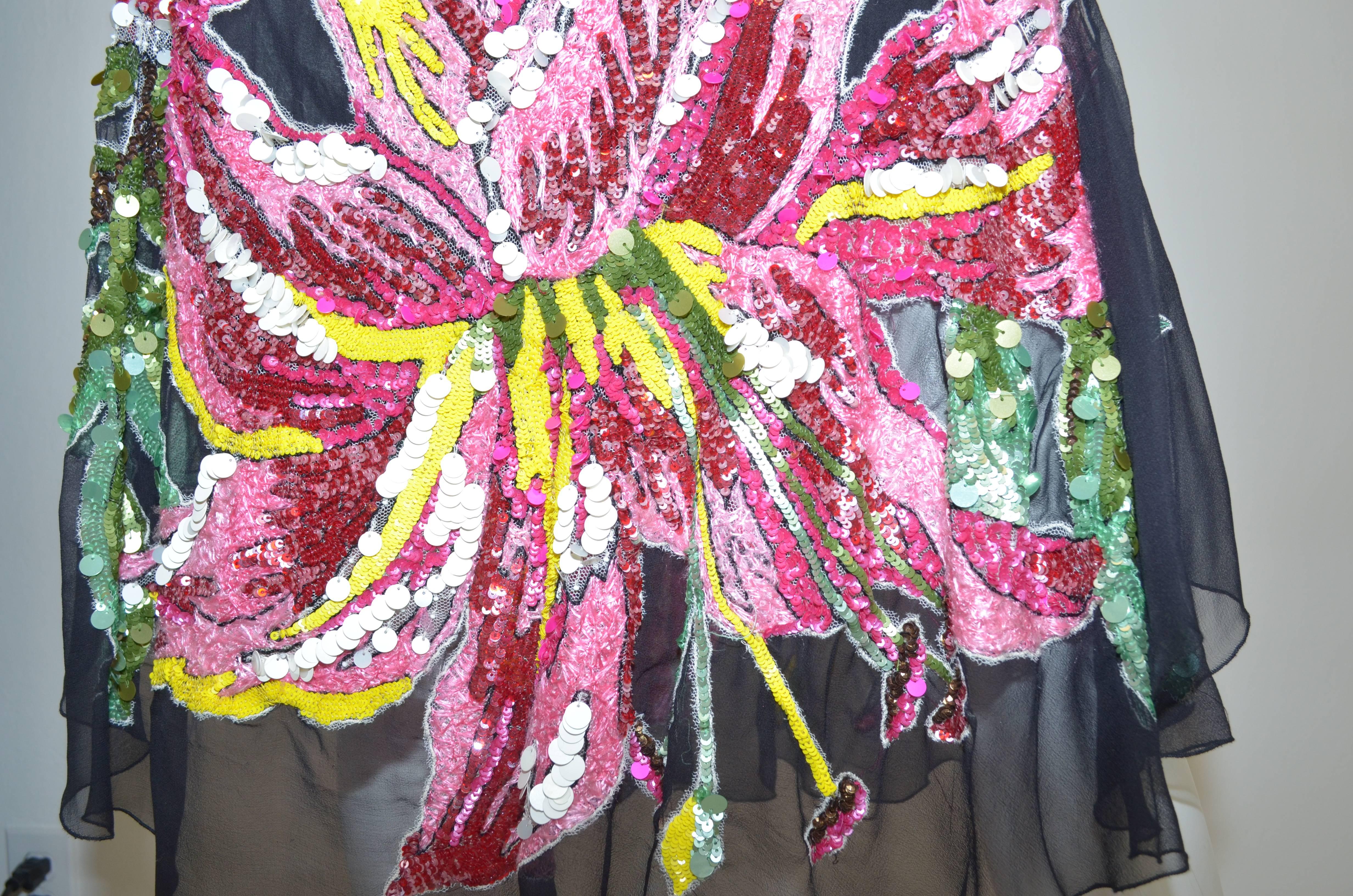 Women's Amen Multi-Colored Sequins Floral Skirt