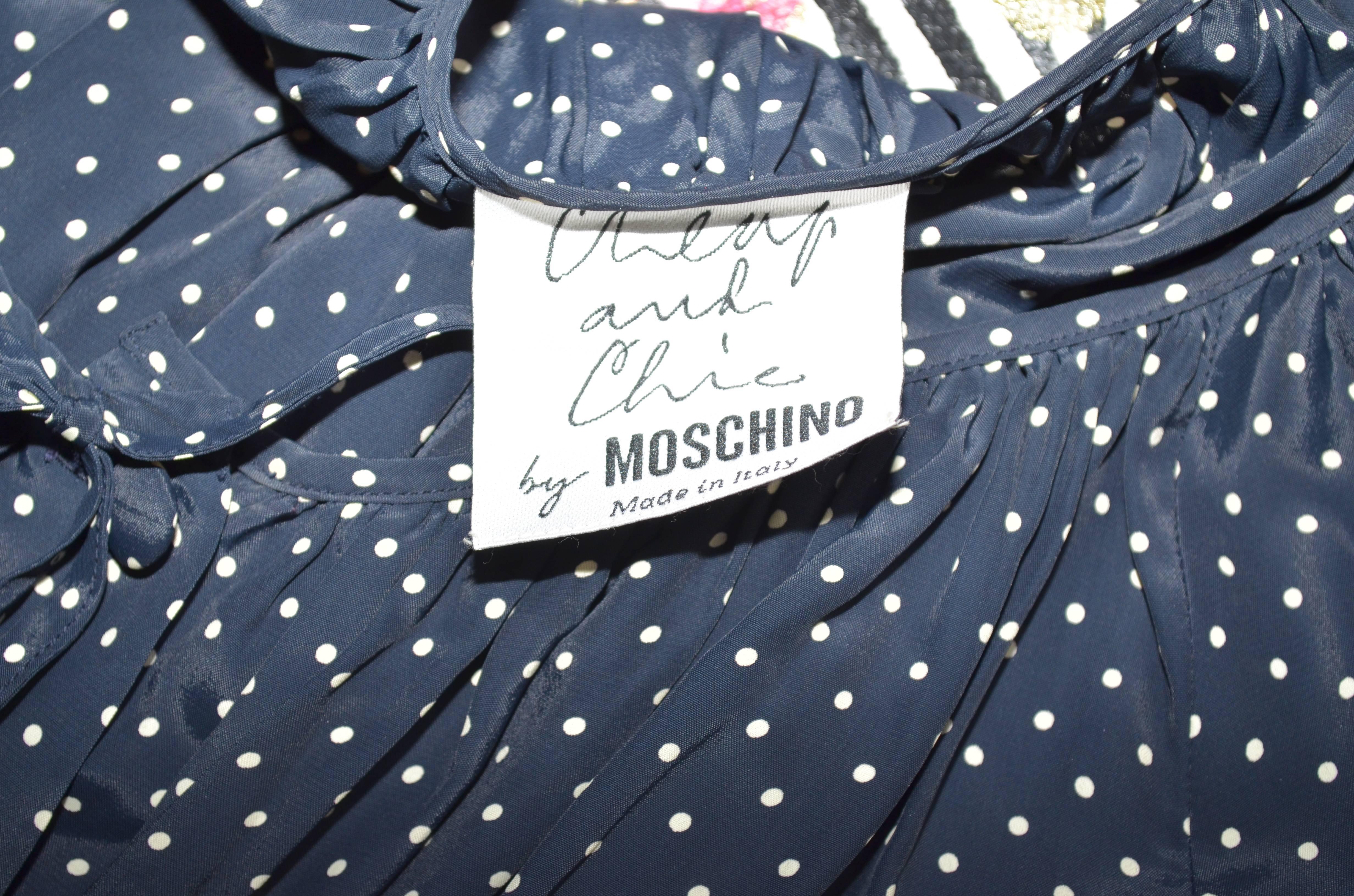 Moschino Cheap & Chic Polka Dot Crop Top Peasant Blouse 2