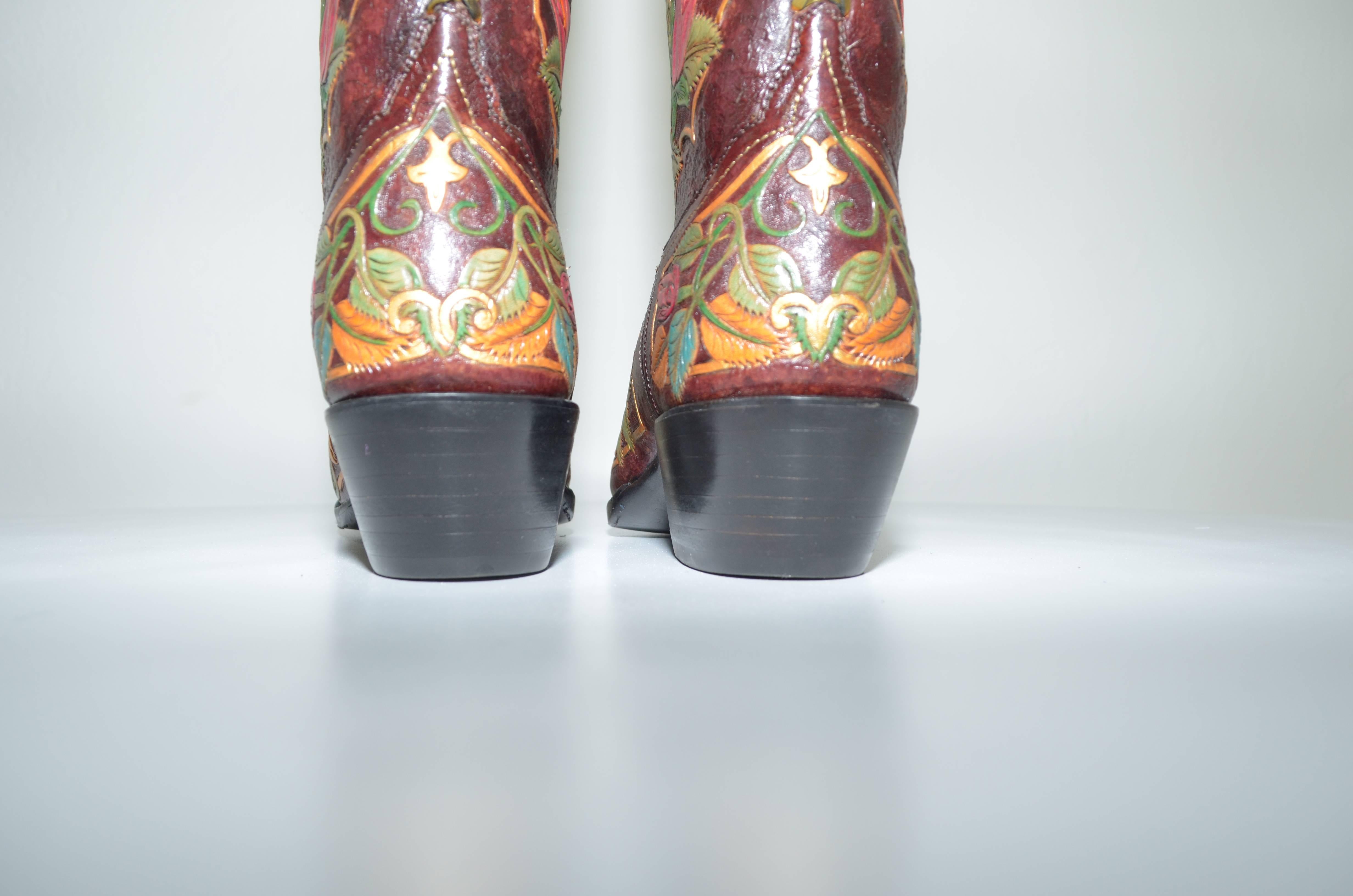 Women's or Men's Bespoke 40 Roses Our Lady of Guadalupe Cowboy Boots Ladies 9.5 