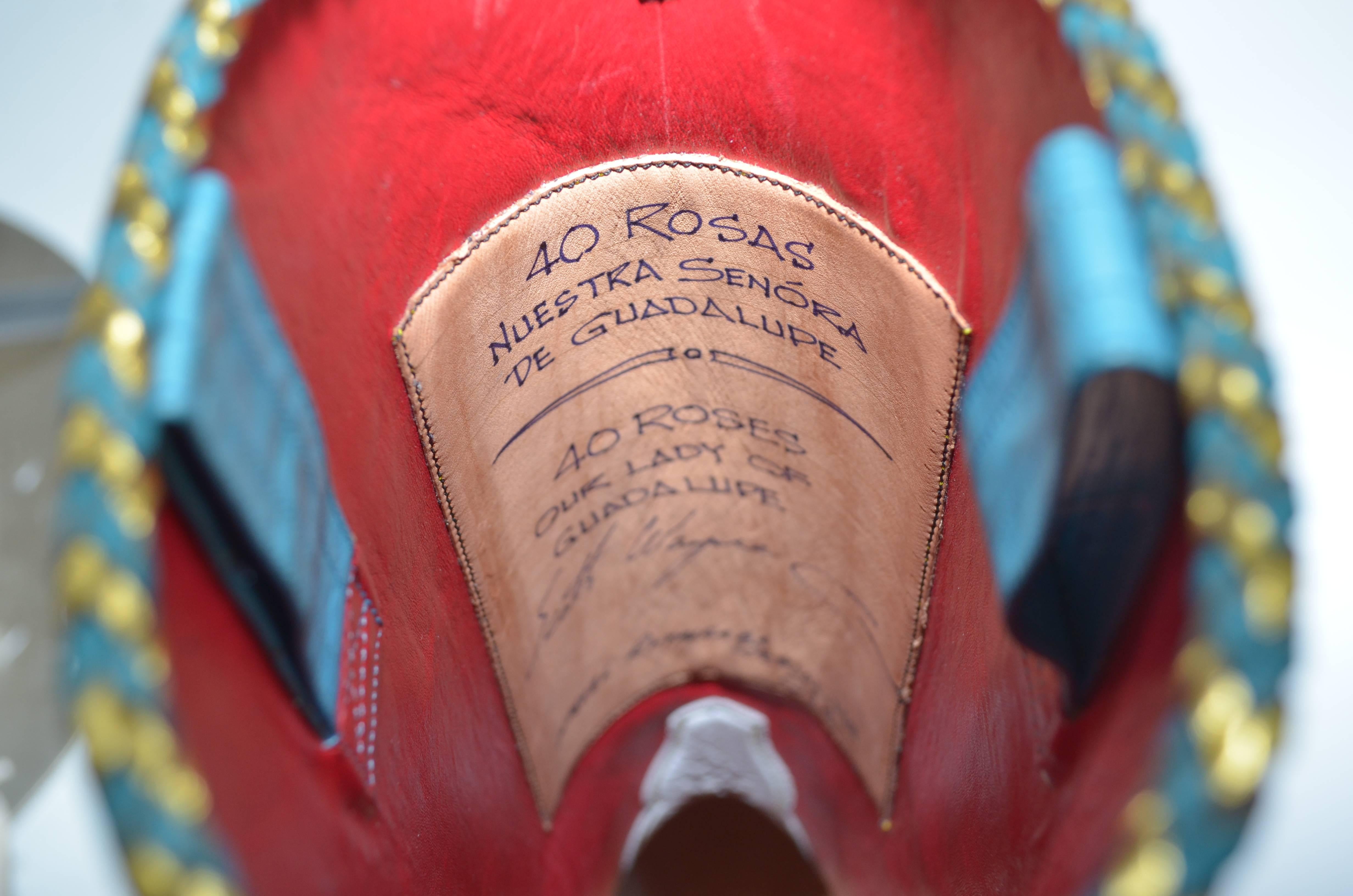 Bespoke 40 Roses Our Lady of Guadalupe Cowboy Boots Ladies 9.5 3