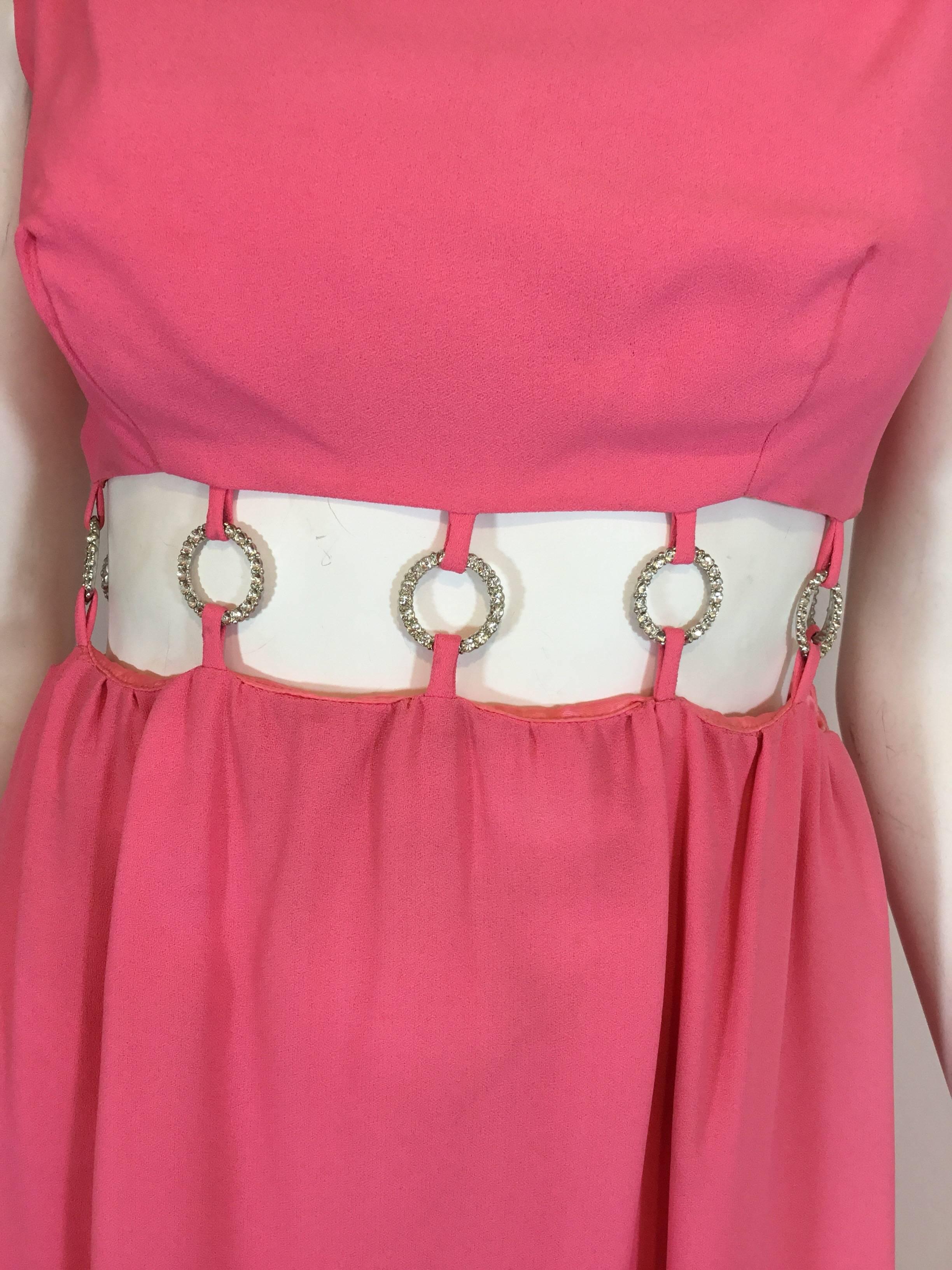 Pink 1960s Crepe Cutout Gown Dress In Good Condition In Carmel, CA