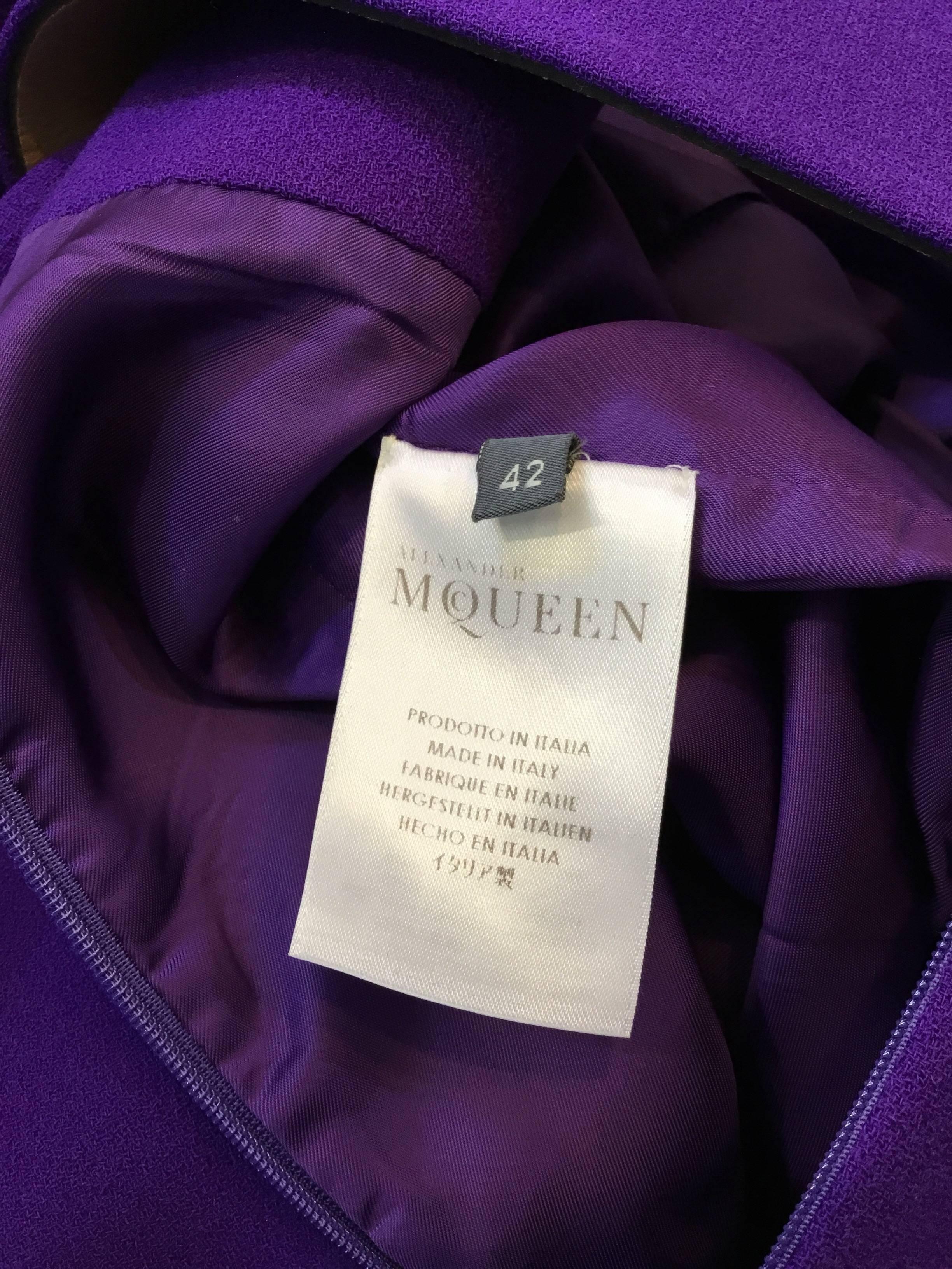 Alexander McQueen Purple Cape Back Wide Belt Dress 1