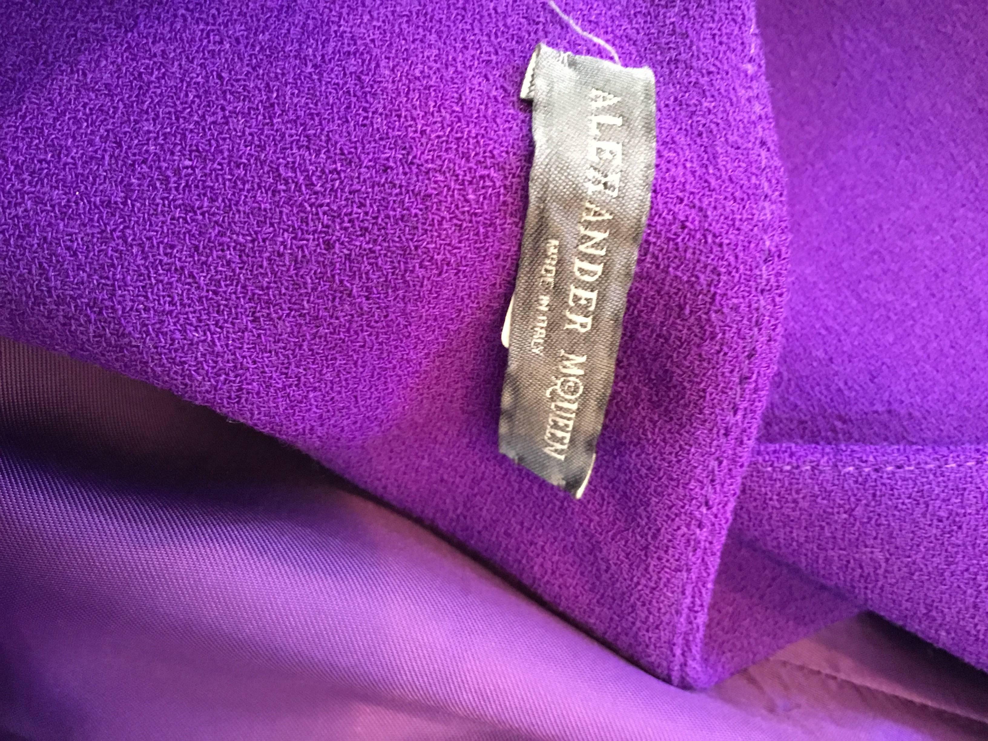 Women's Alexander McQueen Purple Cape Back Wide Belt Dress