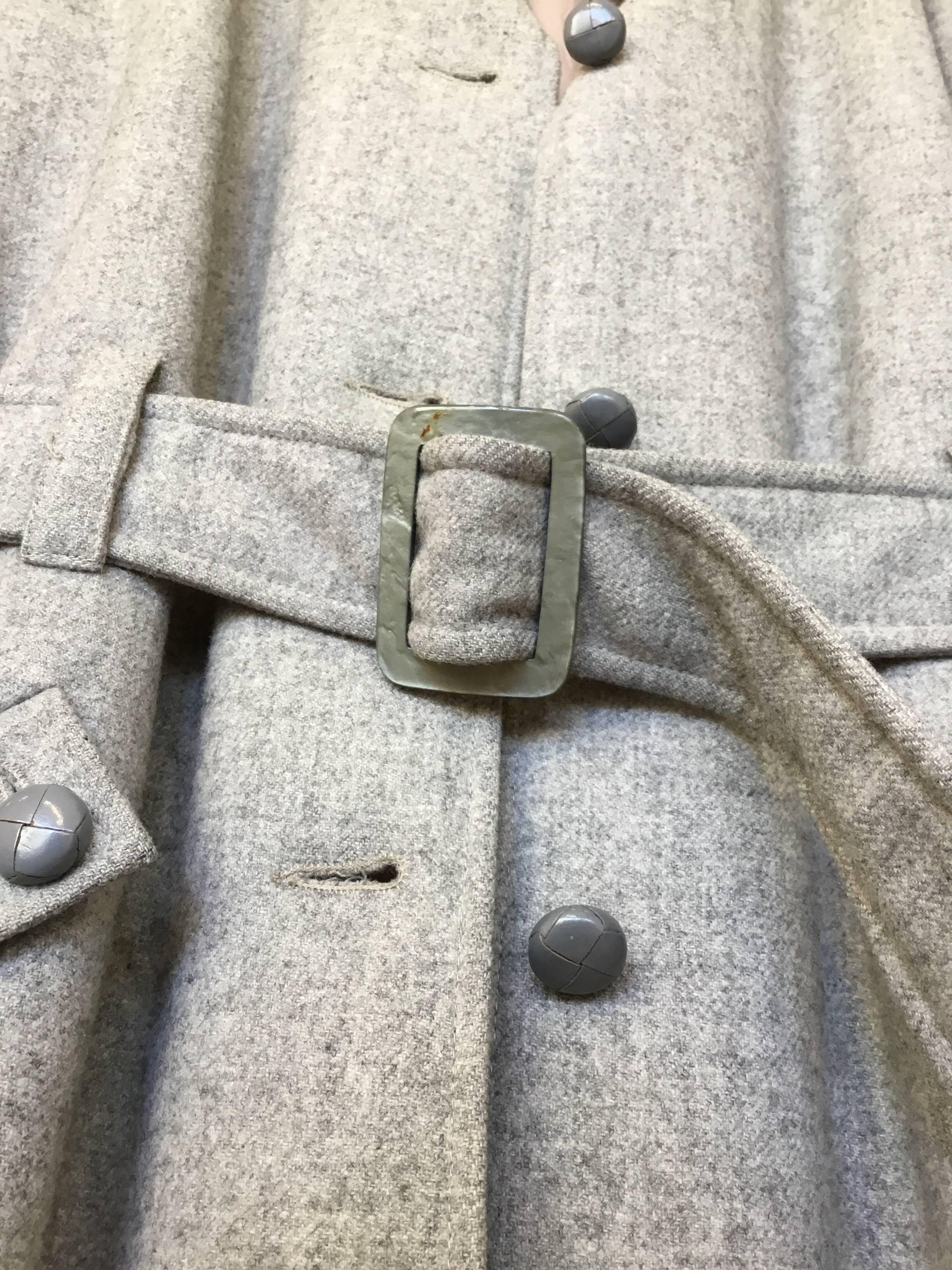 Women's Courreges Gray Wool Belted Vintage Coat