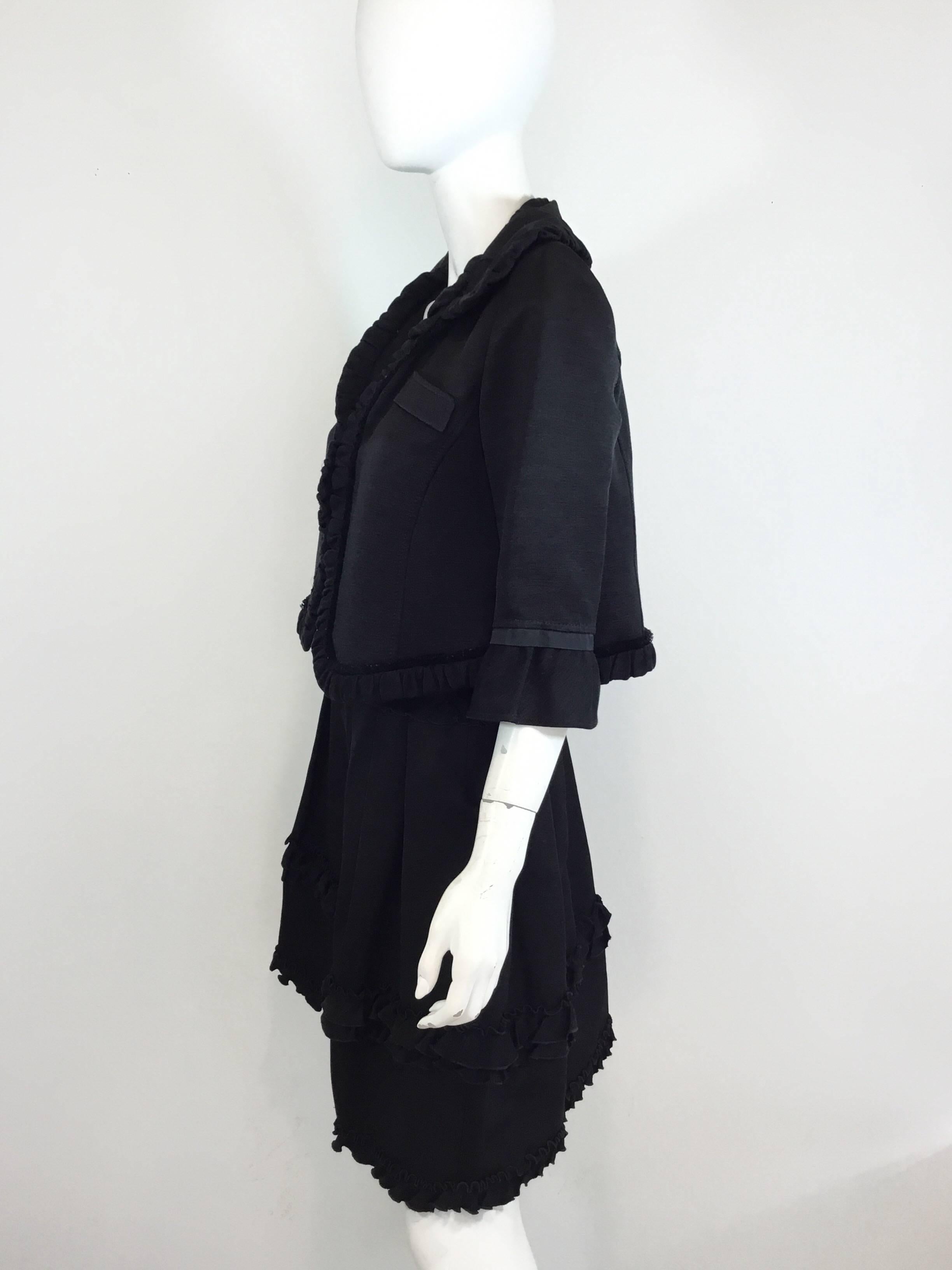 Black Valentino Silk Blend Skirt Suit