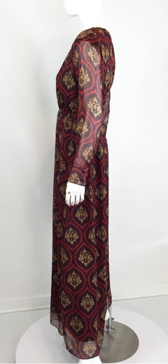 Gucci Deep V-Neck Chiffon Maxi Dress