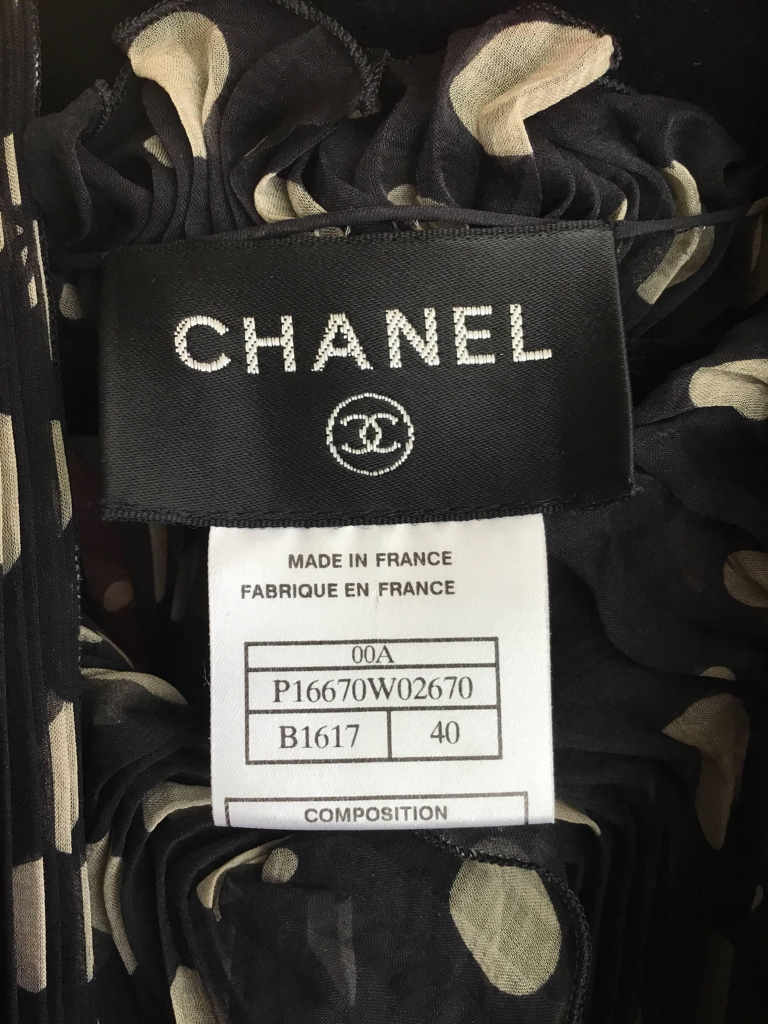 Black Chanel Chiffon Polka Dot Dress and Jumpsuit, 2000