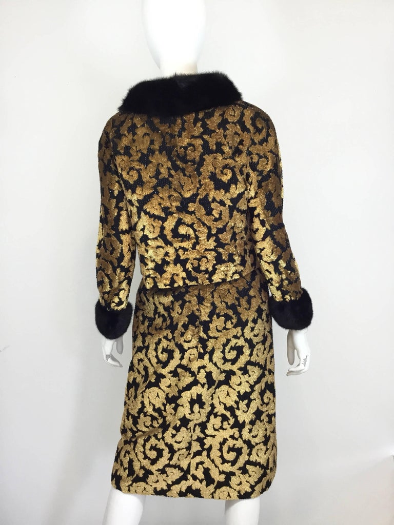 Jean Louis Gold Lamé Dress Jacket Suit, 1960s at 1stDibs