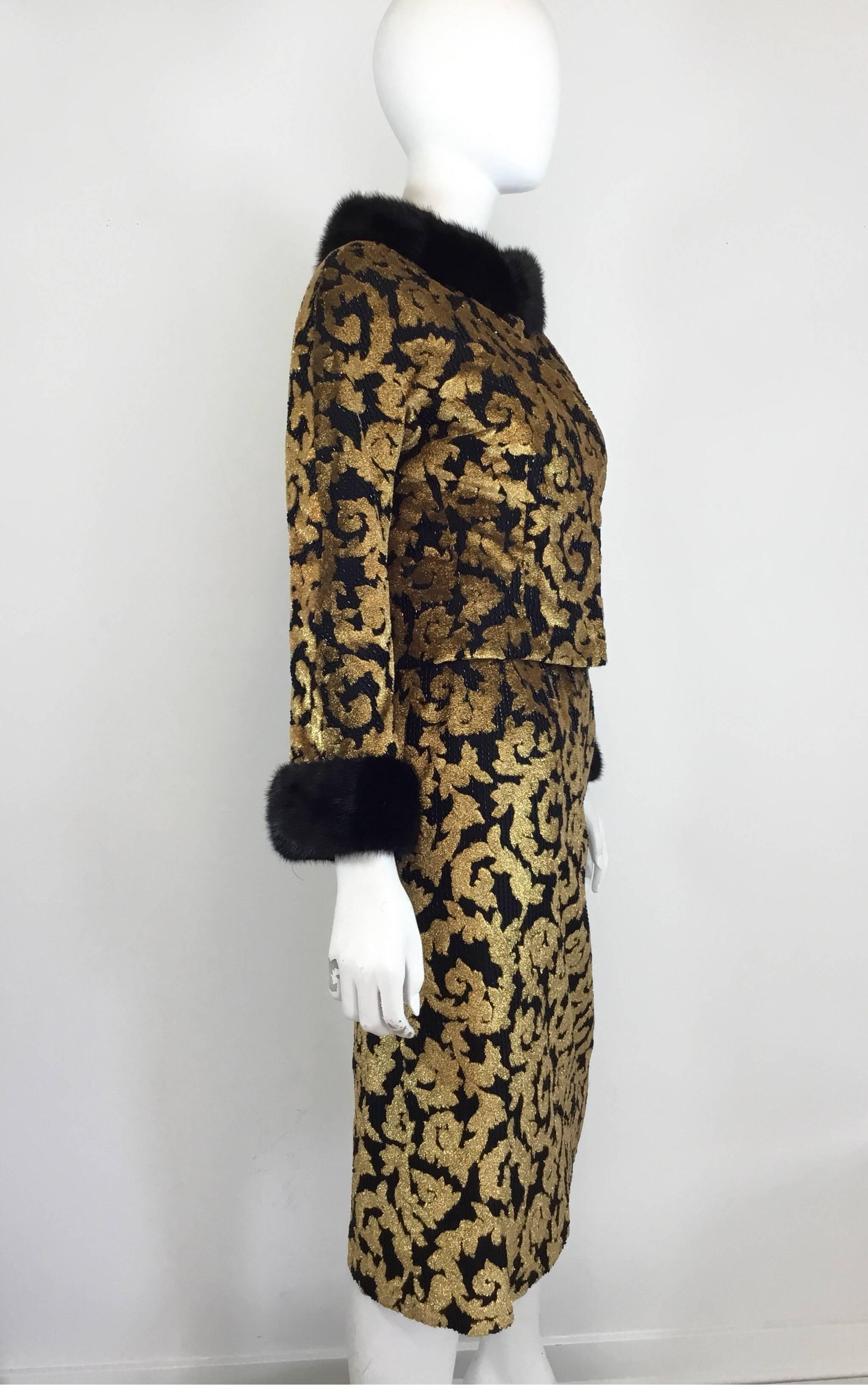Jean Louis Gold Lamé Dress Jacket Suit, 1960s  In Excellent Condition In Carmel, CA